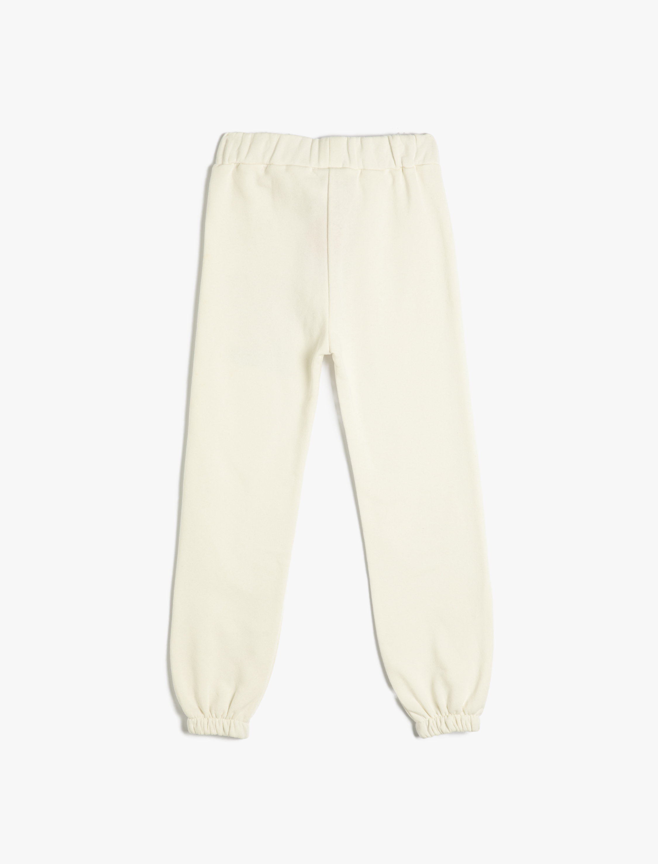  Kız Çocuk Jogger Eşofman Altı Beli Lastikli Baskı Detaylı Şardonlu