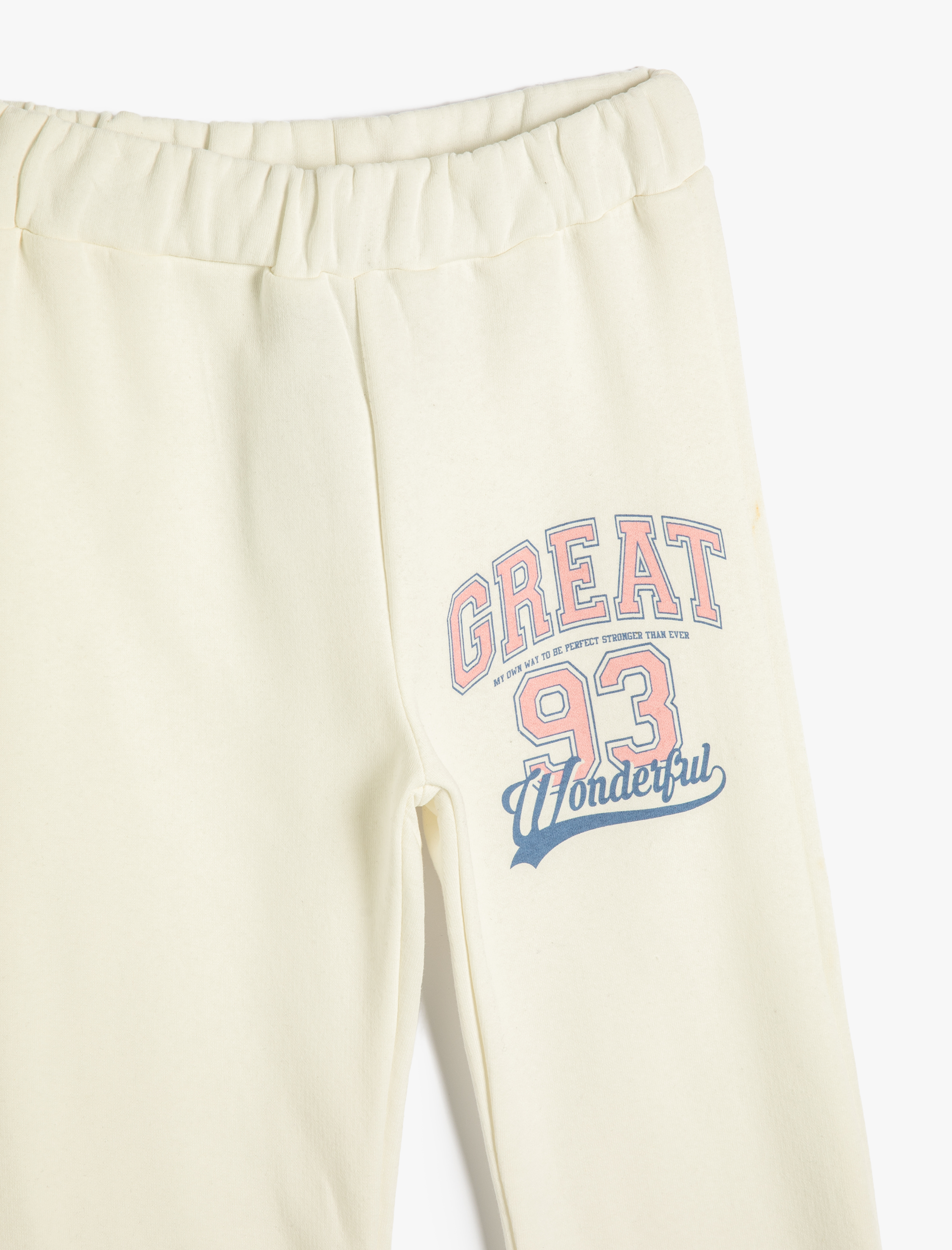  Kız Çocuk Jogger Eşofman Altı Beli Lastikli Baskı Detaylı Şardonlu