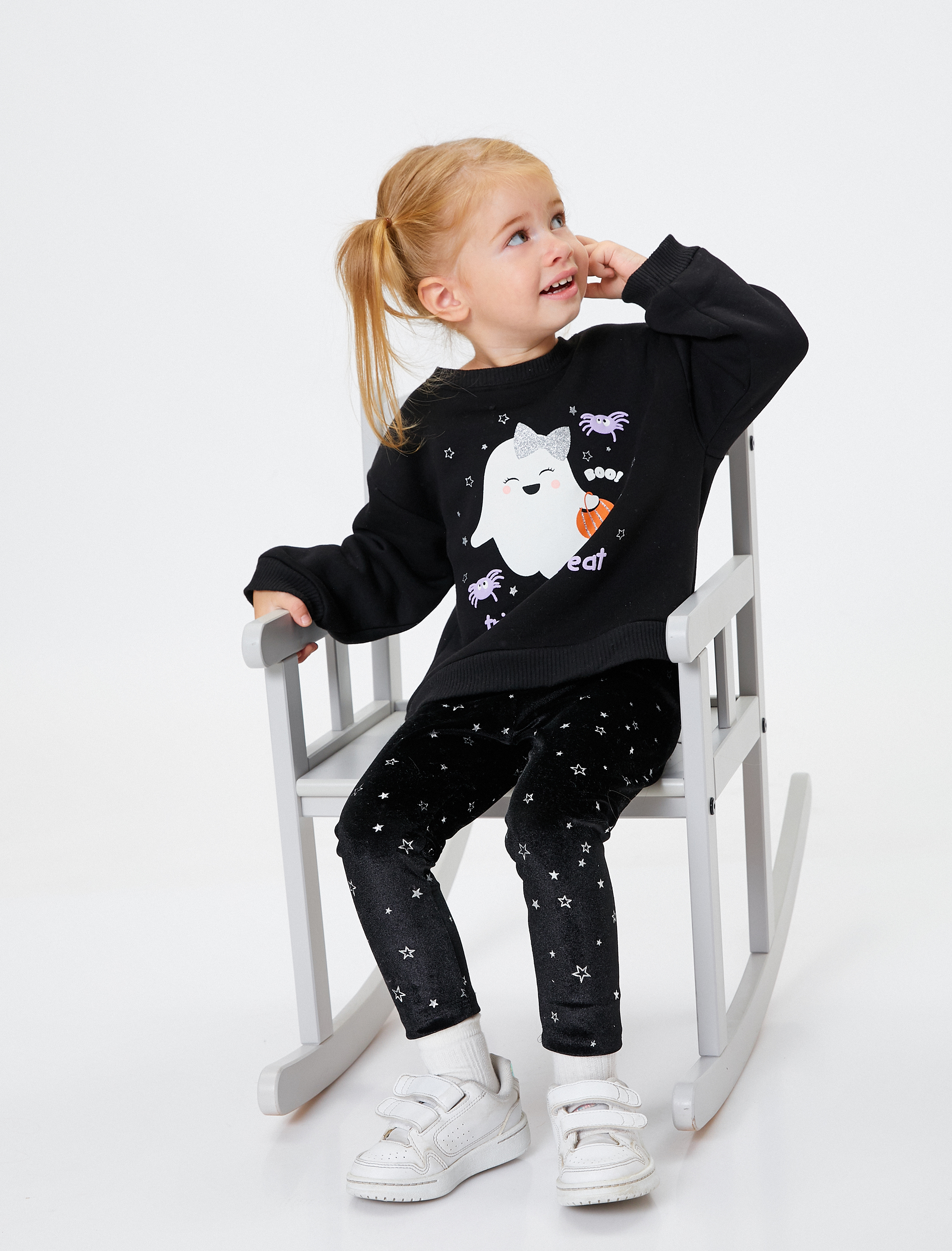  Kız Bebek Yıldızlı Tayt Parlak Baskılı Beli Lastikli