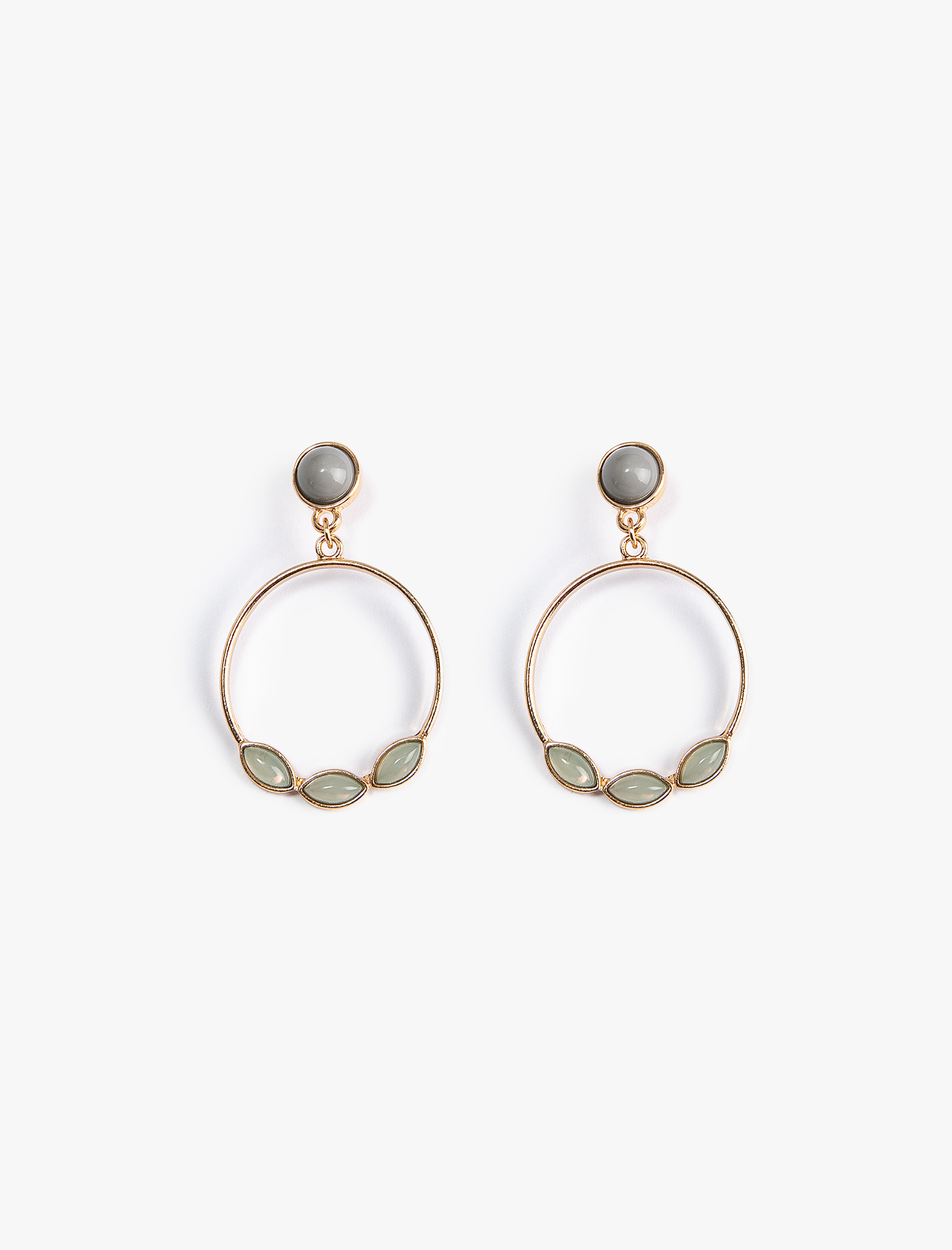  Kadın Taşlı Yuvarlak Küpe Sallantılı