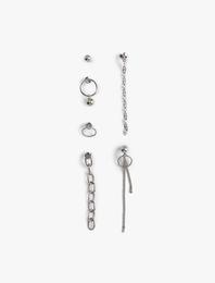 Top ve Sallantılı Çelik Küpe 6'lı Set