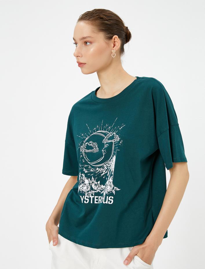  Baskılı Tişört Kısa Kollu Yuvarlak Yaka Pamuklu