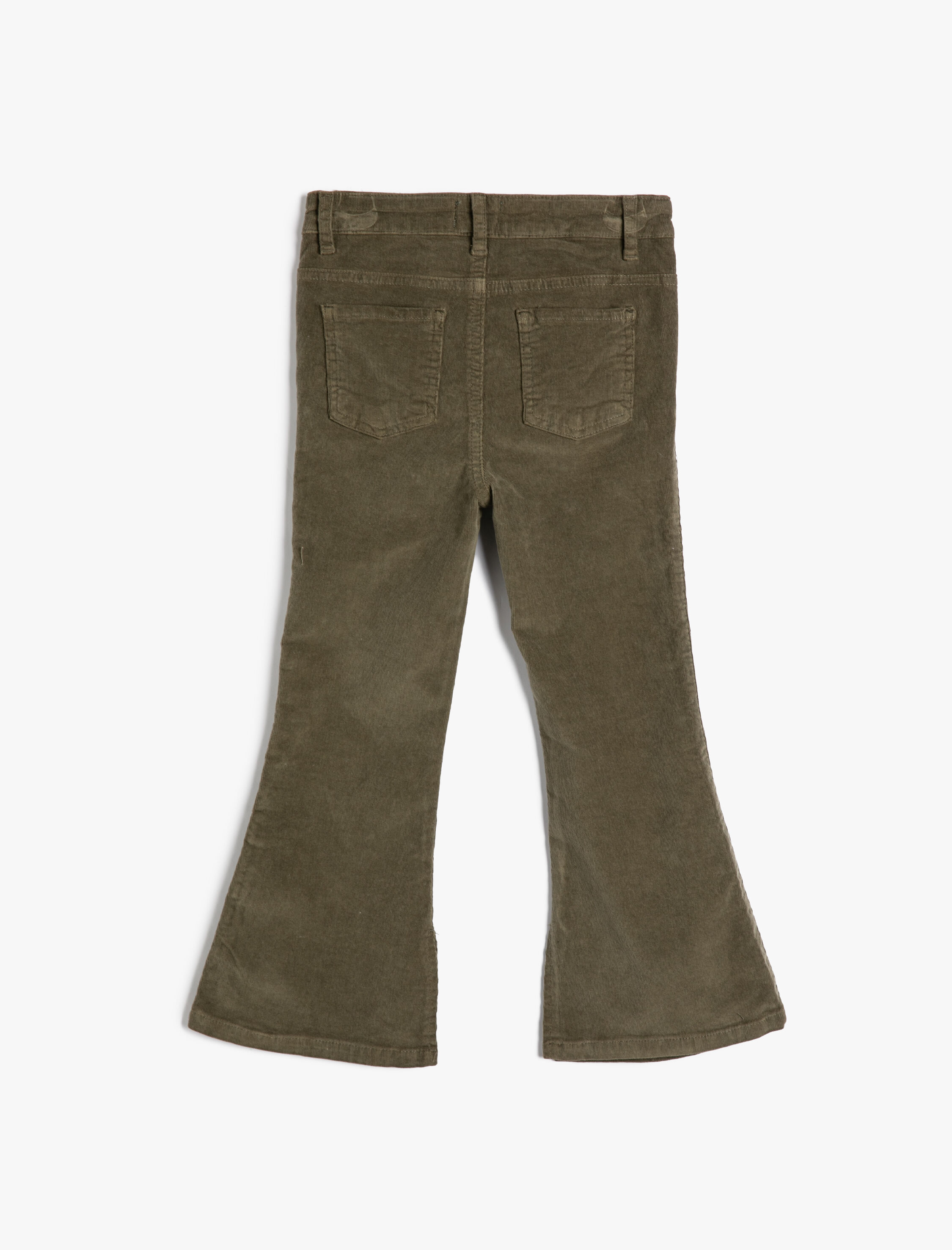  Kız Çocuk Kadife Pantolon İspanyol Paça Yırtmaç Detaylı