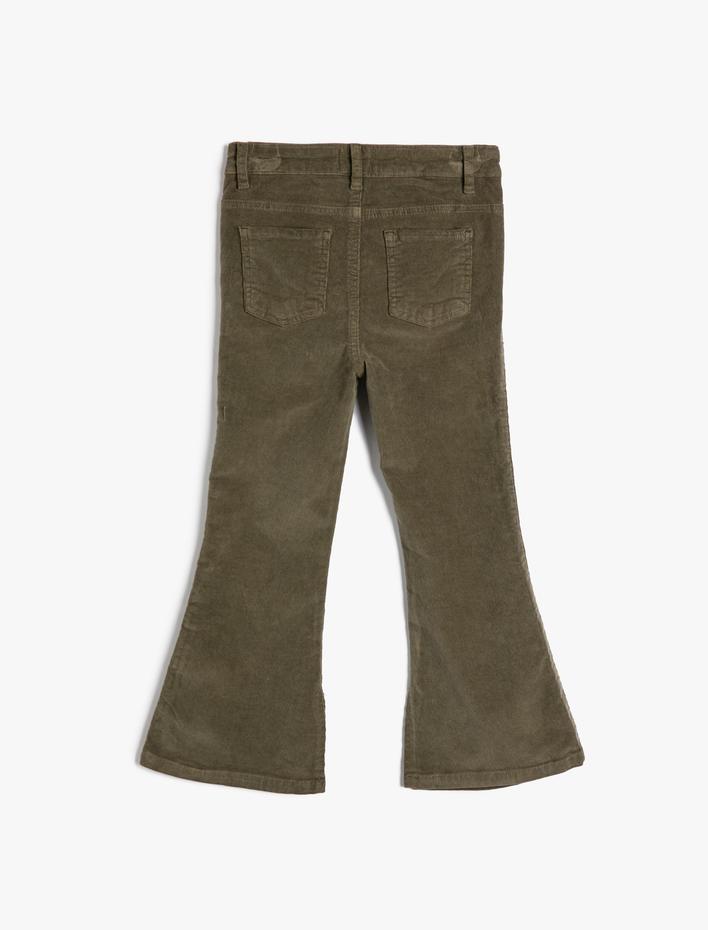 Kız Çocuk Kadife Pantolon İspanyol Paça Yırtmaç Detaylı