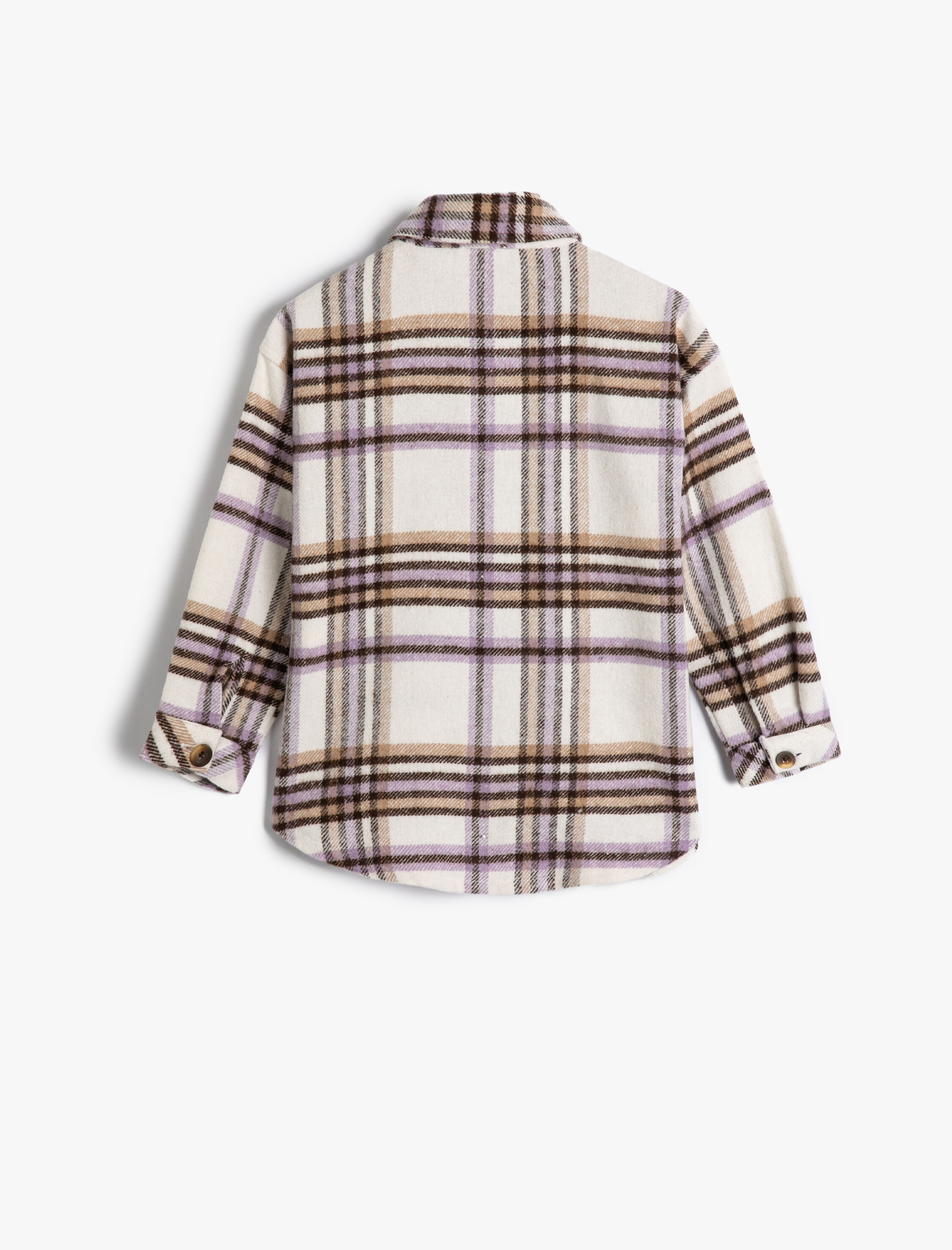  Kız Çocuk Gömlek Ceket Cep Detaylı Uzun Kollu