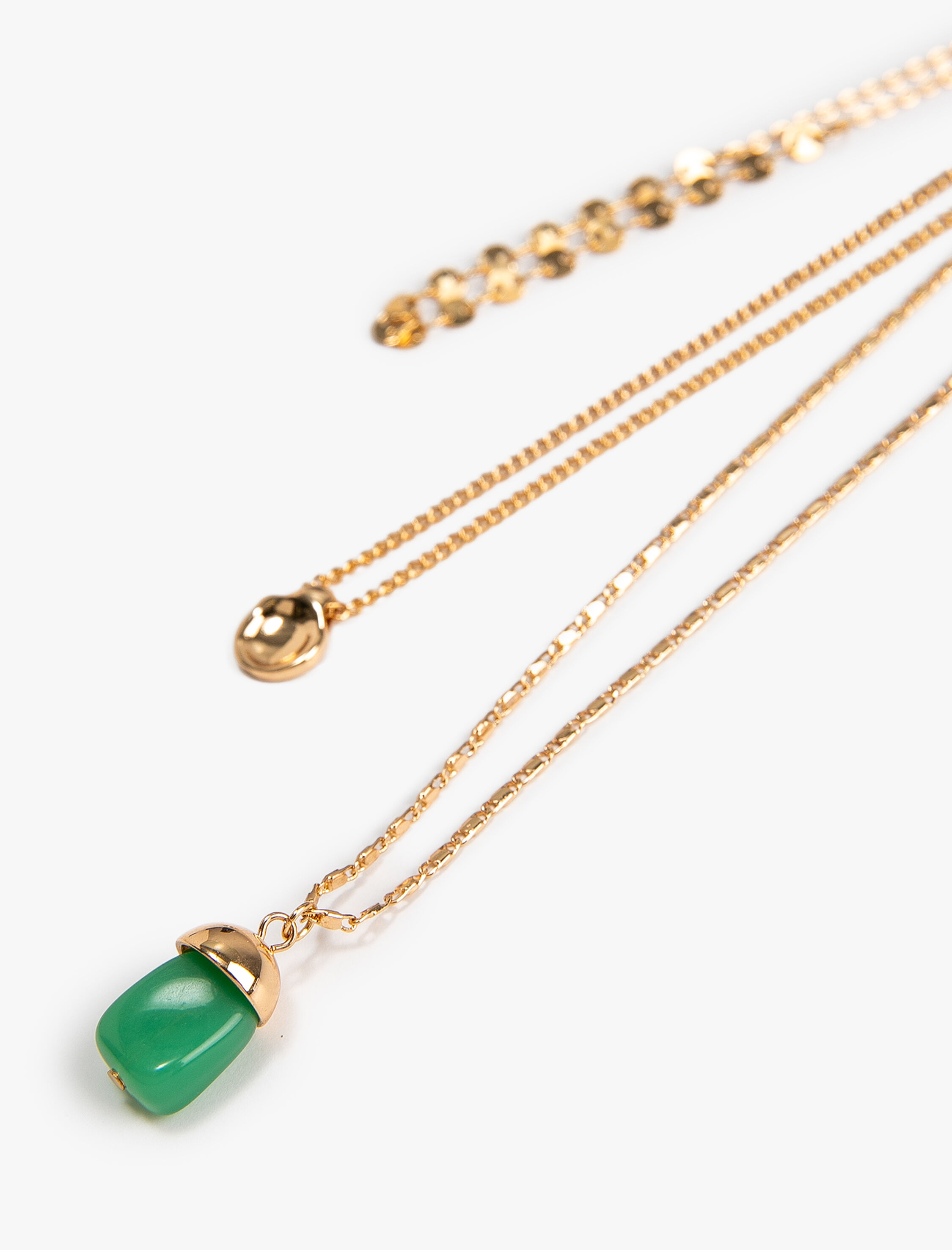  Kadın Çelik Kolye Katlı Zincir Renkli Taşlı