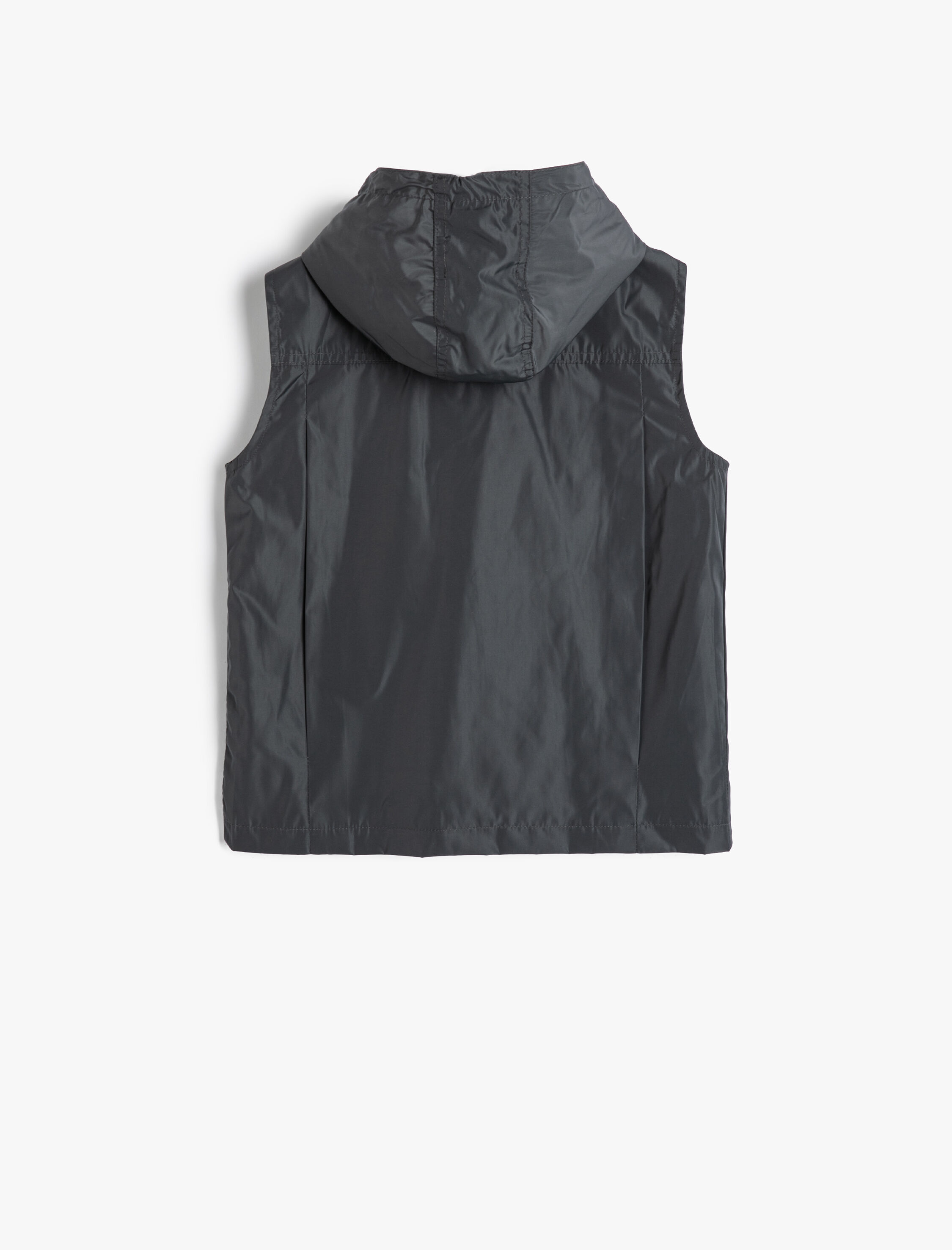  Erkek Çocuk Kapşonlu Kolsuz Yelek Cep Detaylı Rüzgar Kapaklı