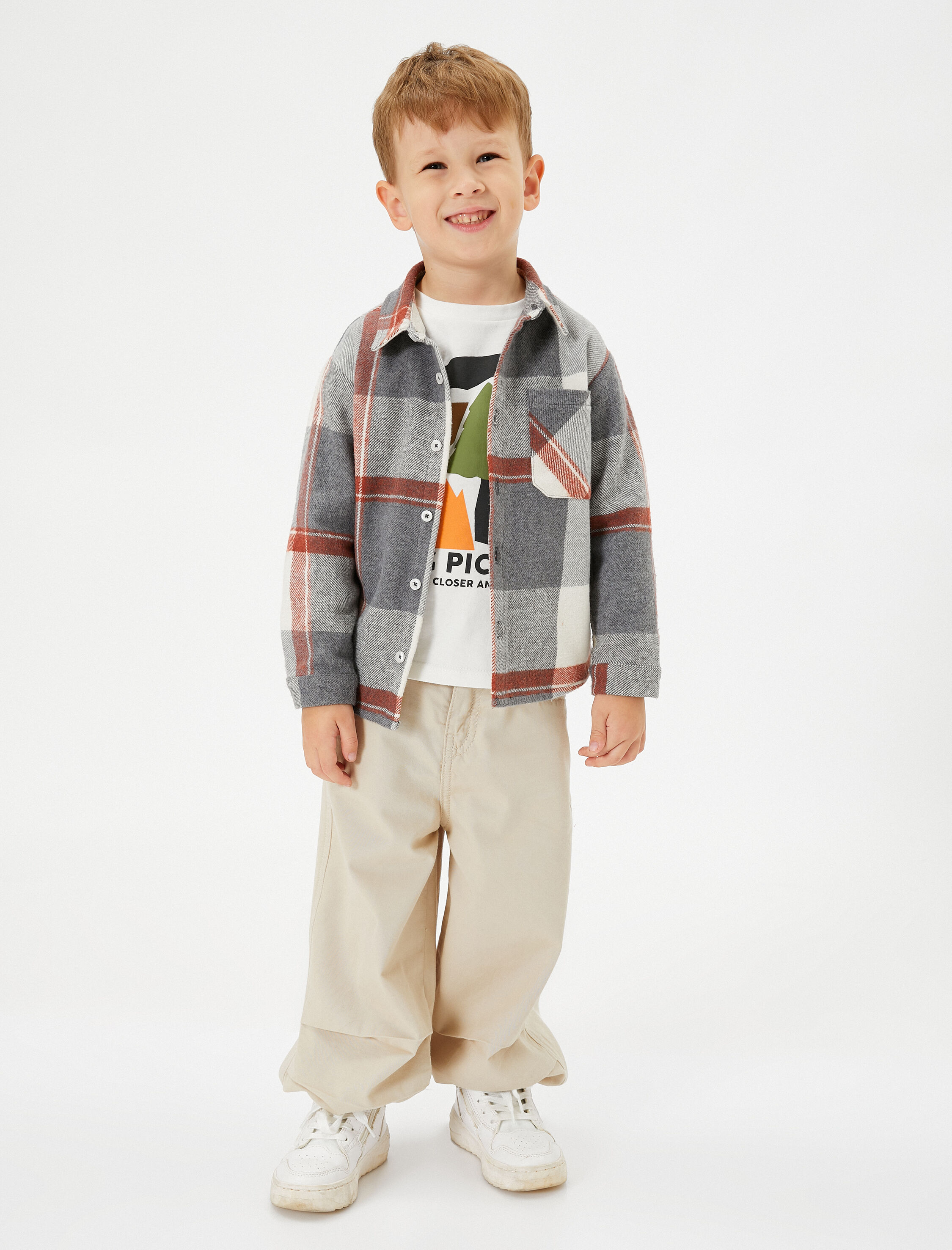  Erkek Bebek Paraşüt Pantolon Pamuklu Beli Lastikli Cepli - Parachute Jean