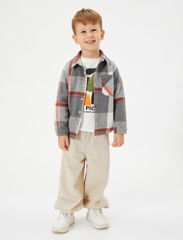 Erkek Bebek Paraşüt Pantolon Pamuklu Beli Lastikli Cepli - Parachute Jean