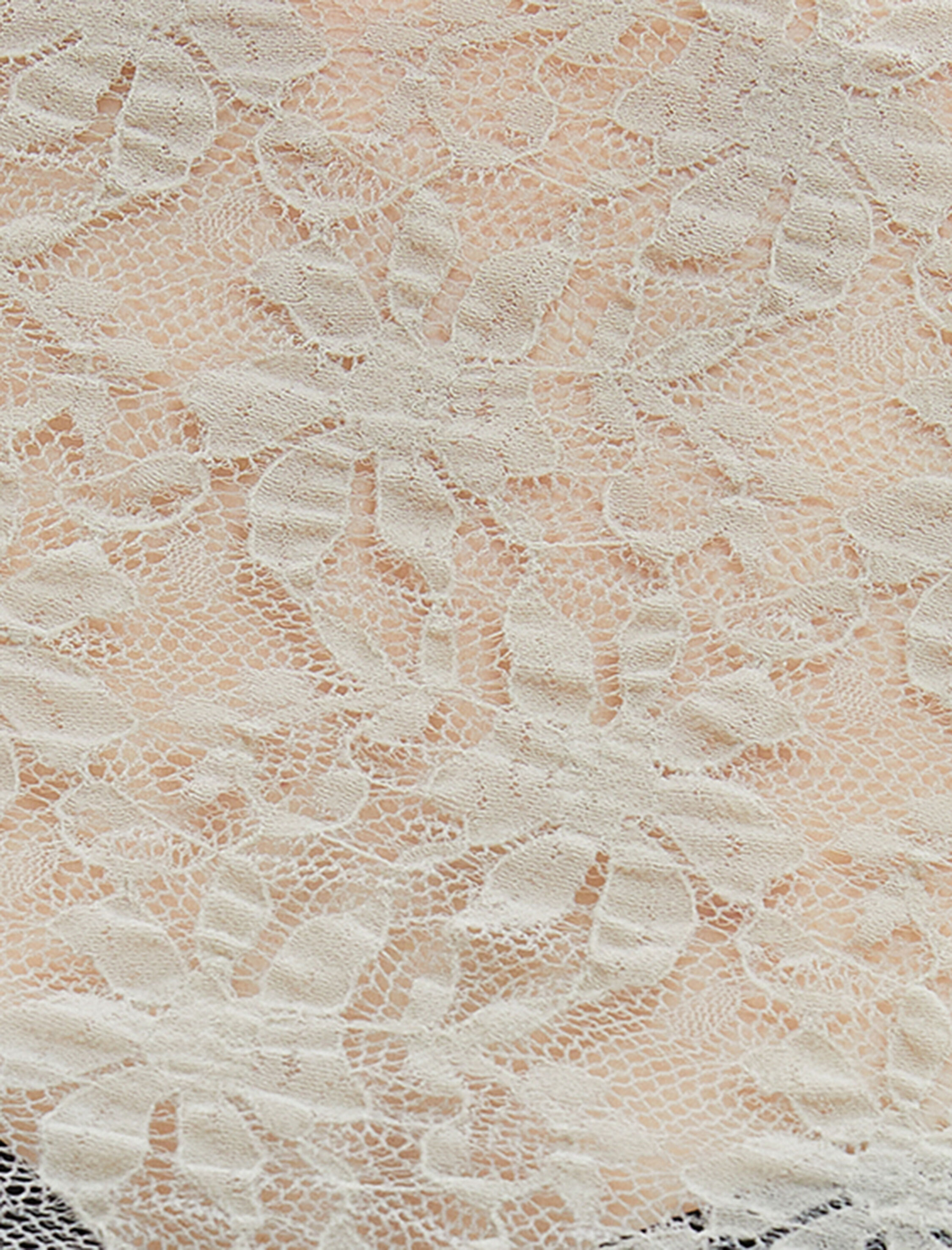   Crop Tül Bluz Çiçek Desenli Uzun Kollu Dik Yaka