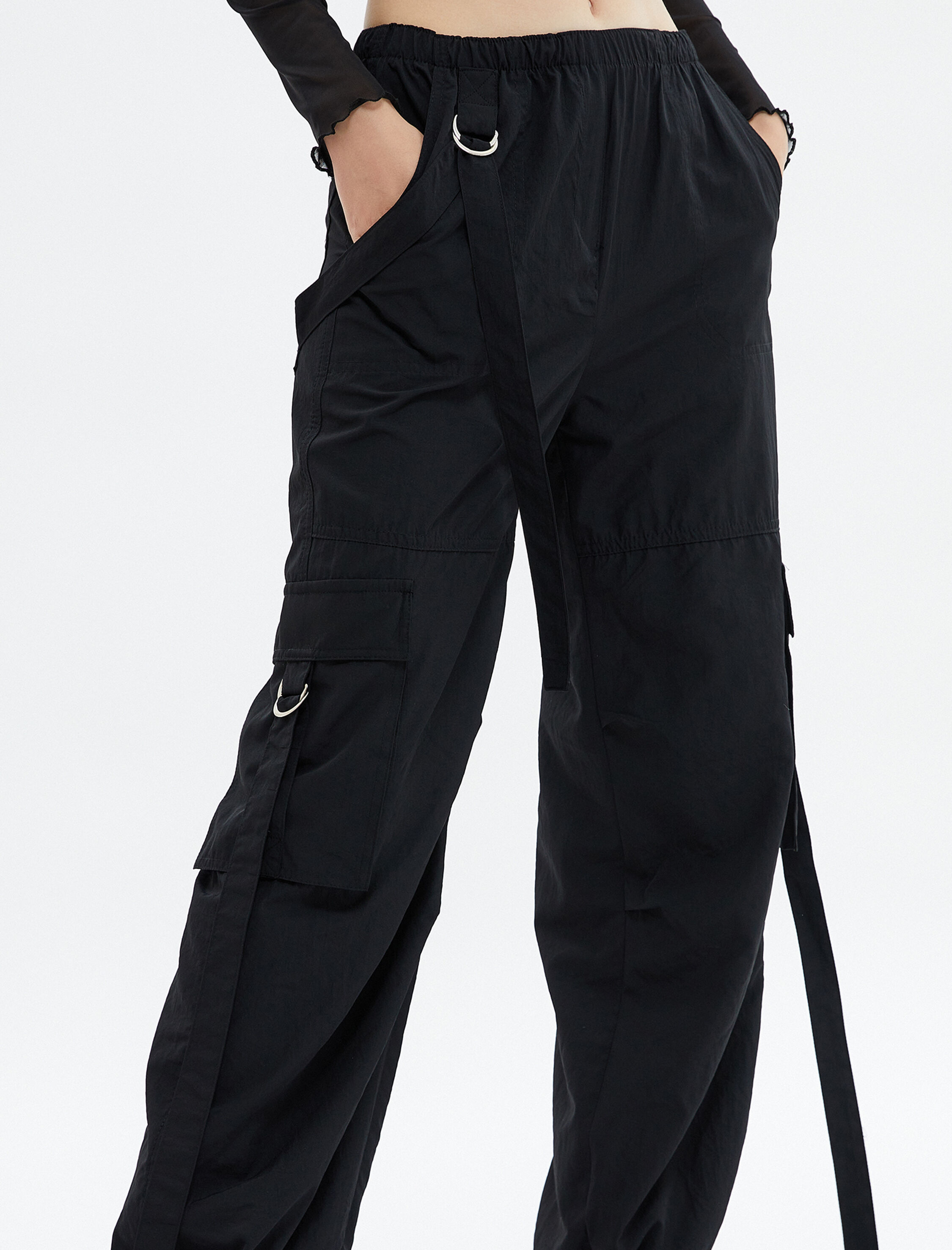   Paraşüt Pantolon Beli Lastikli Yanları Cepli Geniş Paça