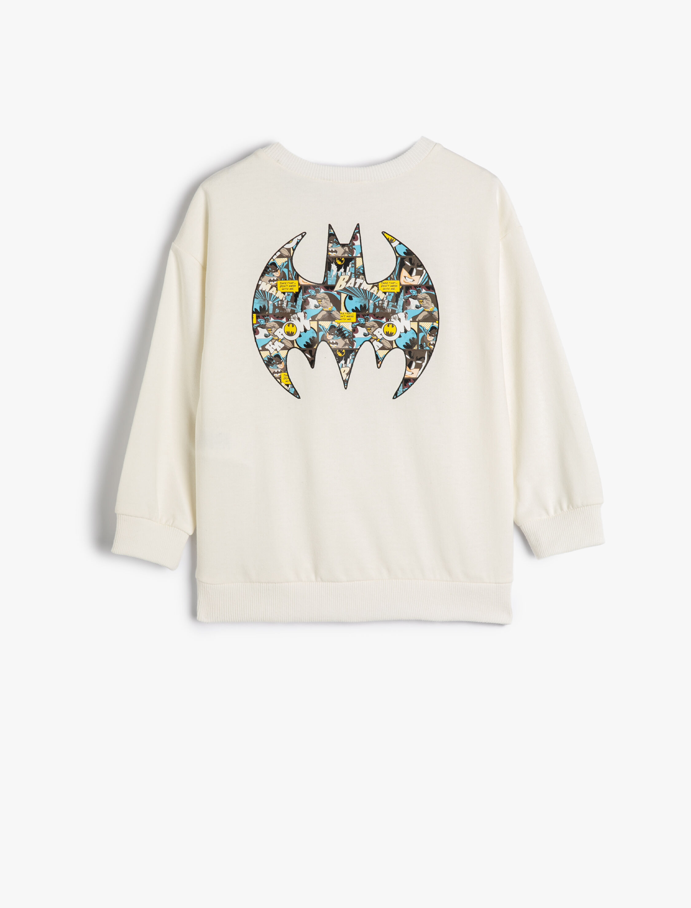 Erkek Çocuk Batman Sweatshirt Lisanslı Uzun Kollu Şardonlu Bisiklet Yaka