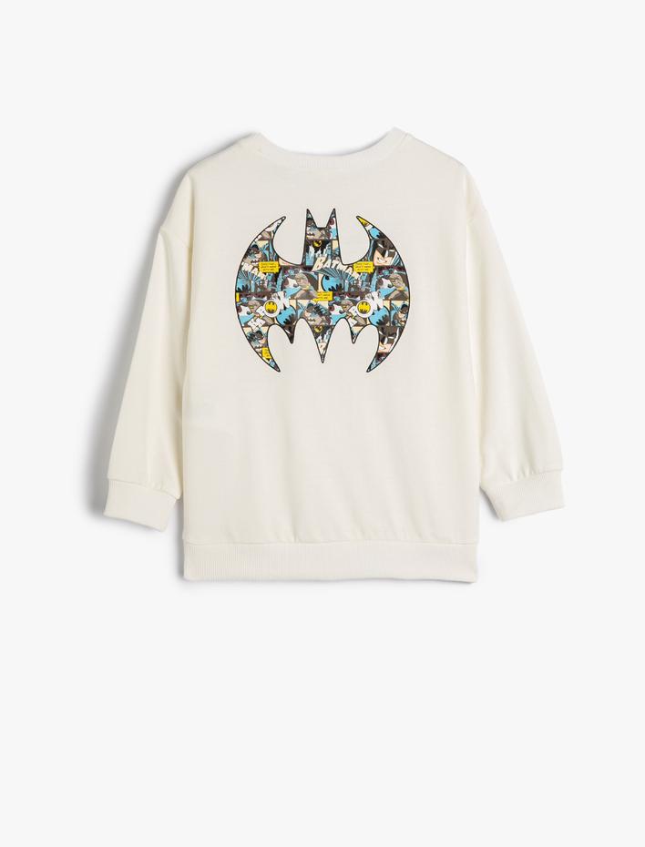 Erkek Çocuk Batman Sweatshirt Lisanslı Uzun Kollu Şardonlu Bisiklet Yaka