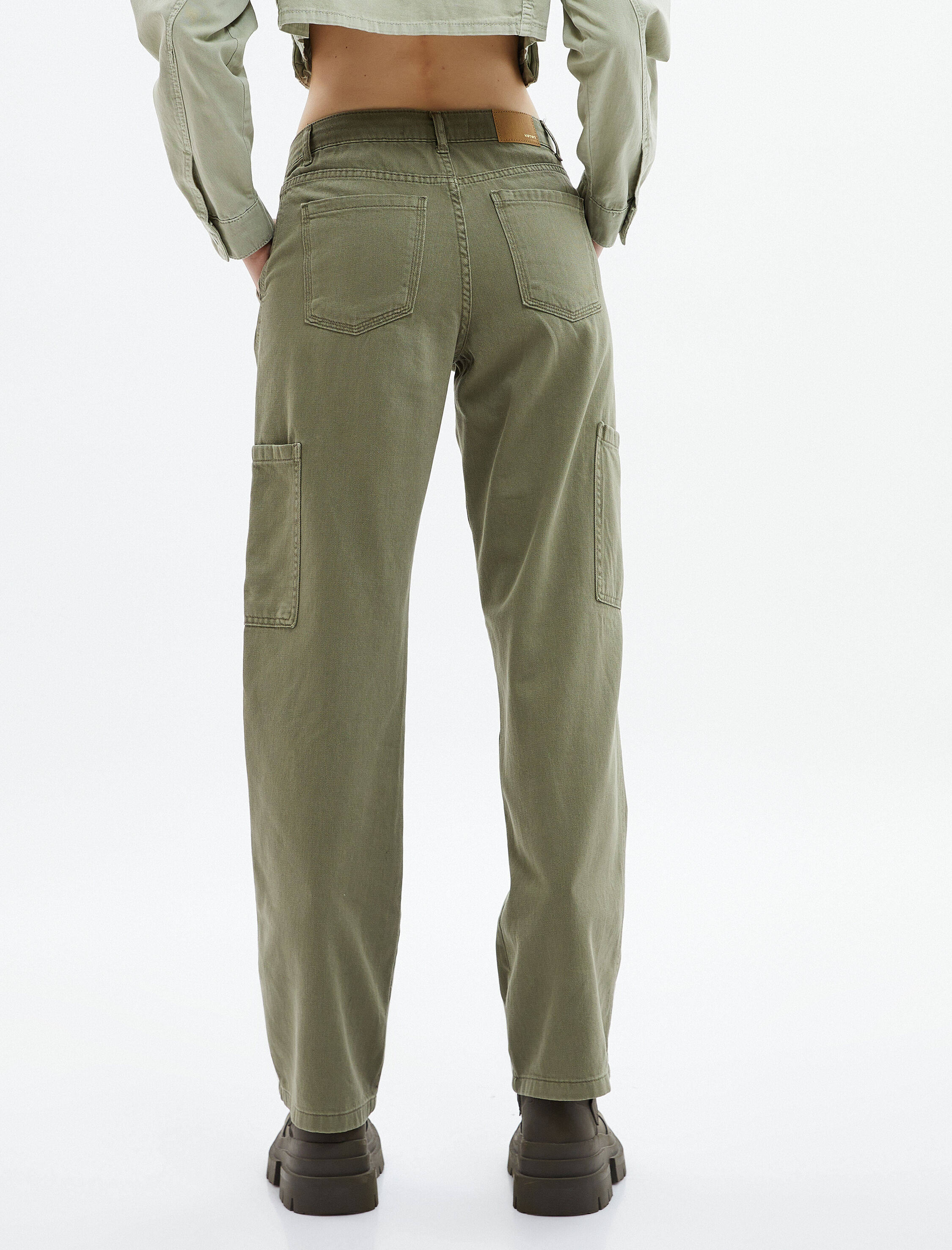   Kargo Pantolon Soluk Efektli Düz Paça Normal Kesim Cepli Pamuklu - Eve Jean