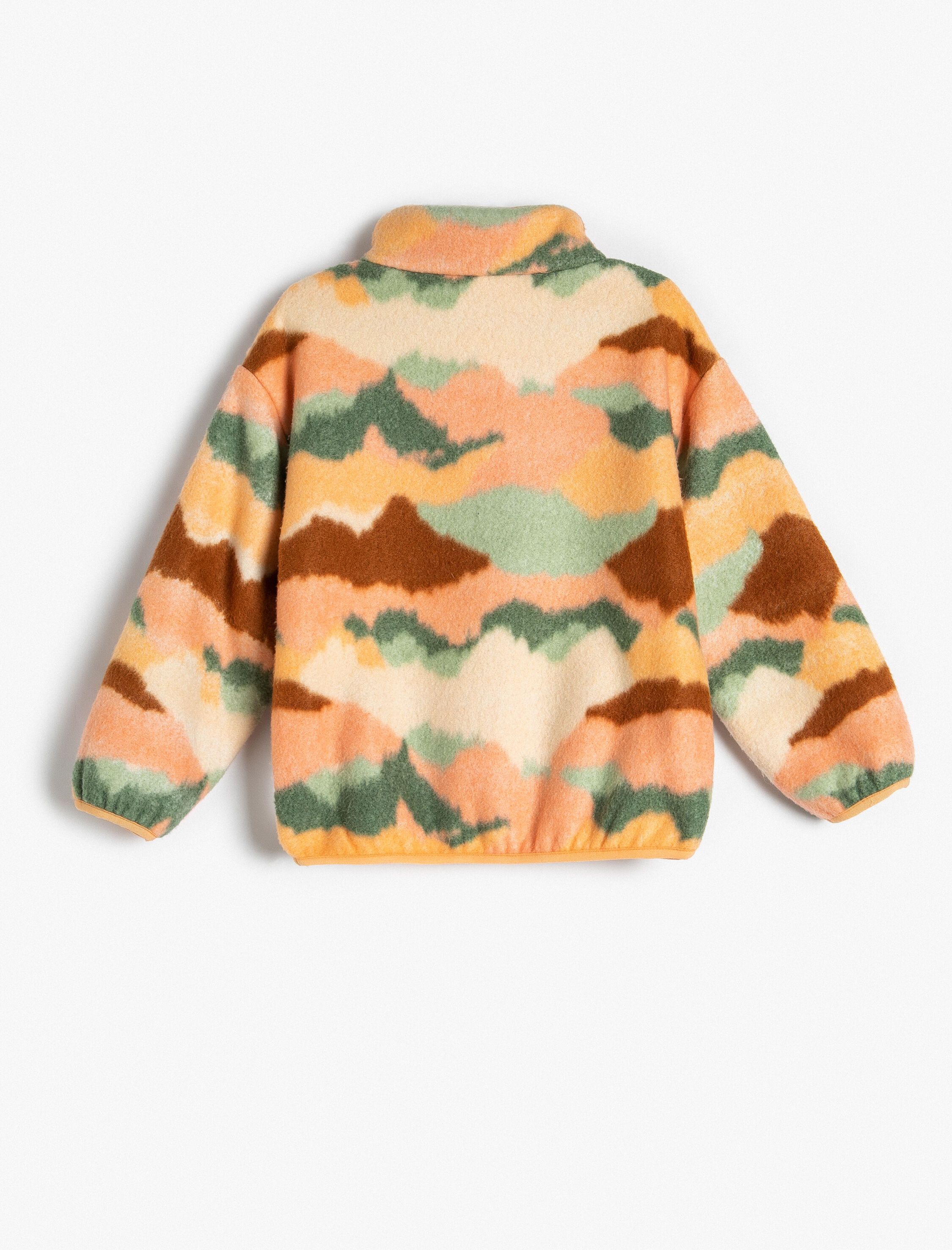  Kız Bebek Polar Sweatshirt Dik Yaka Yarım Fermuarlı Uzun Kollu