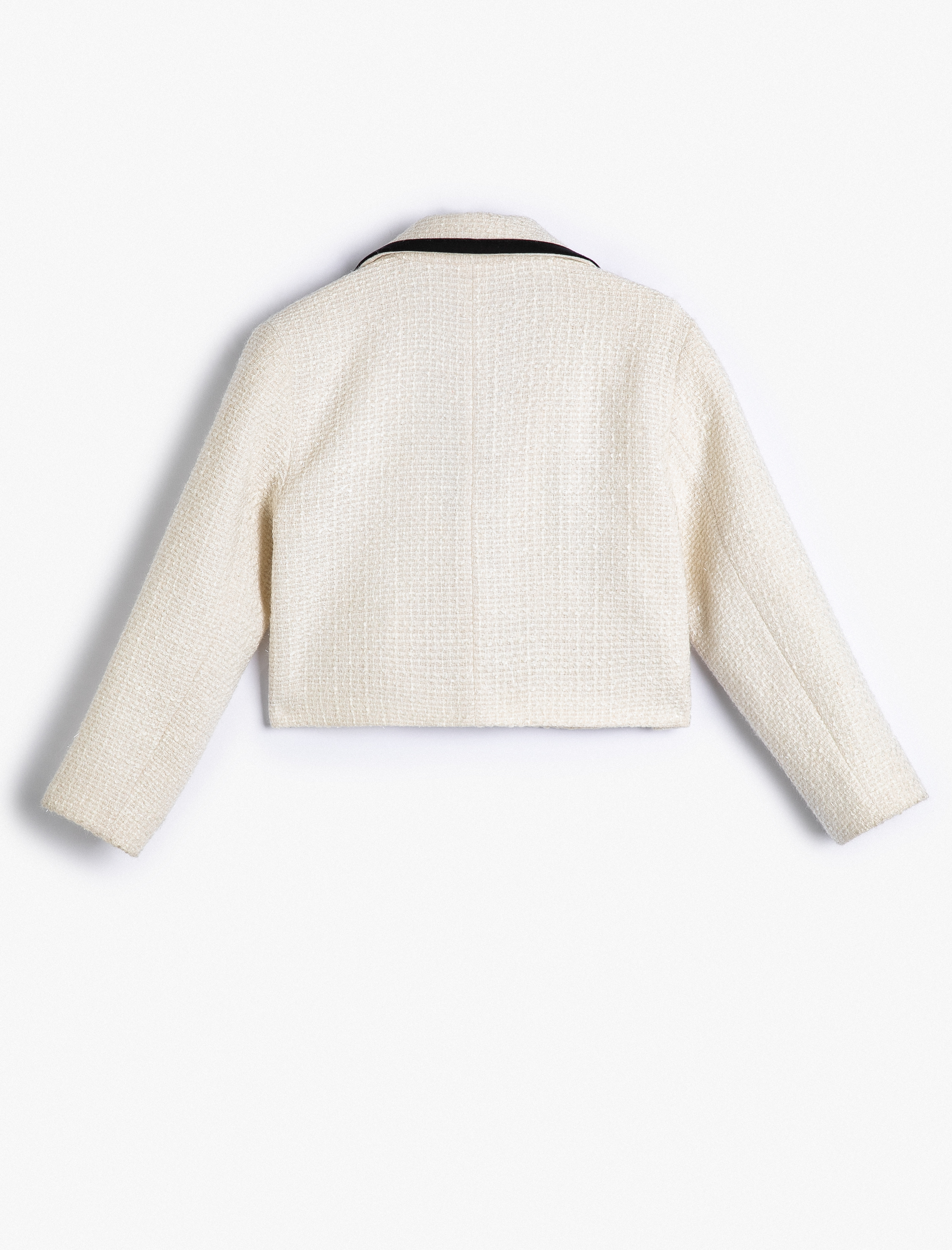  Kız Çocuk Tüvit Ceket Uzun Kollu Düğme Kapamalı Cep Detaylı Dokulu