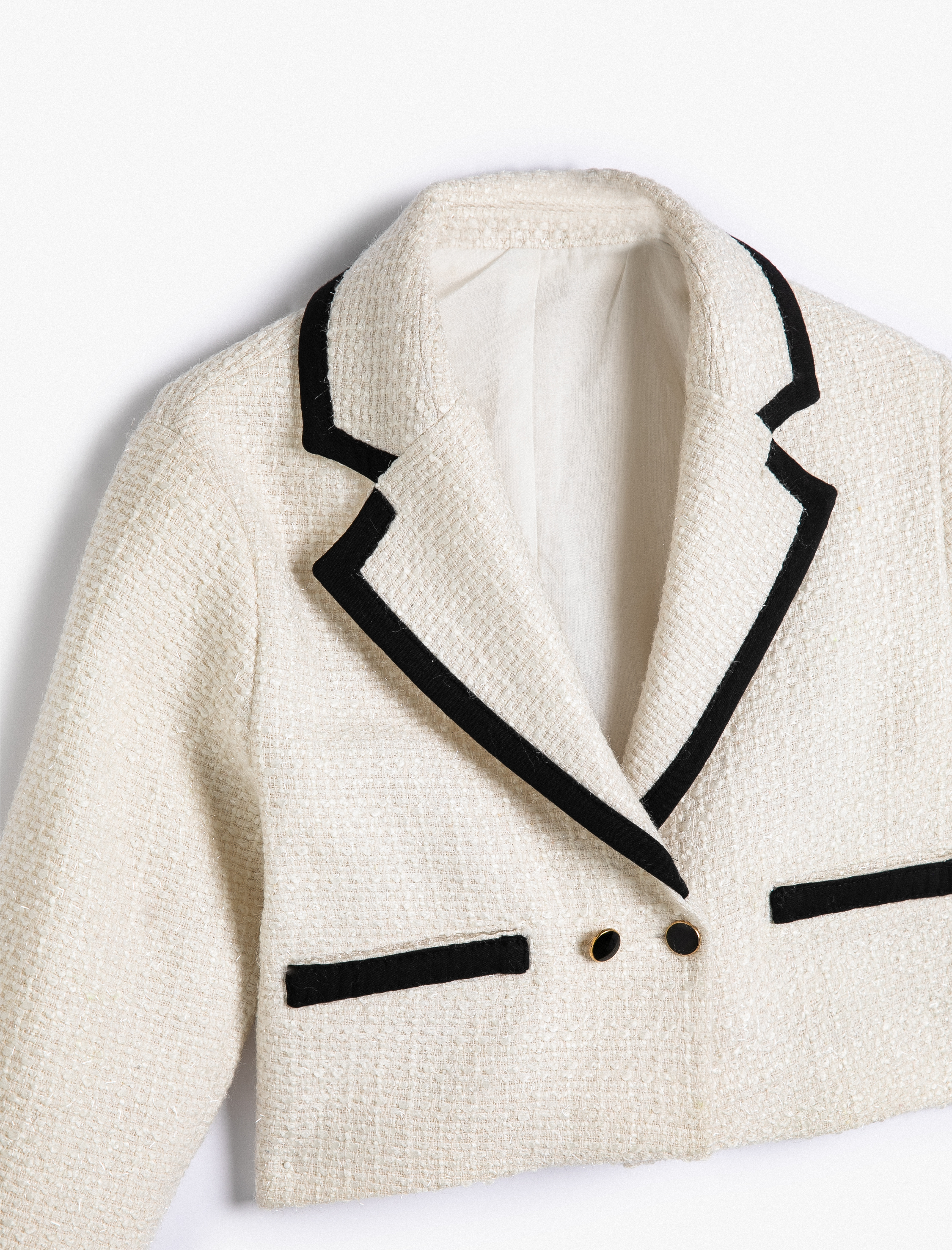  Kız Çocuk Tüvit Ceket Uzun Kollu Düğme Kapamalı Cep Detaylı Dokulu