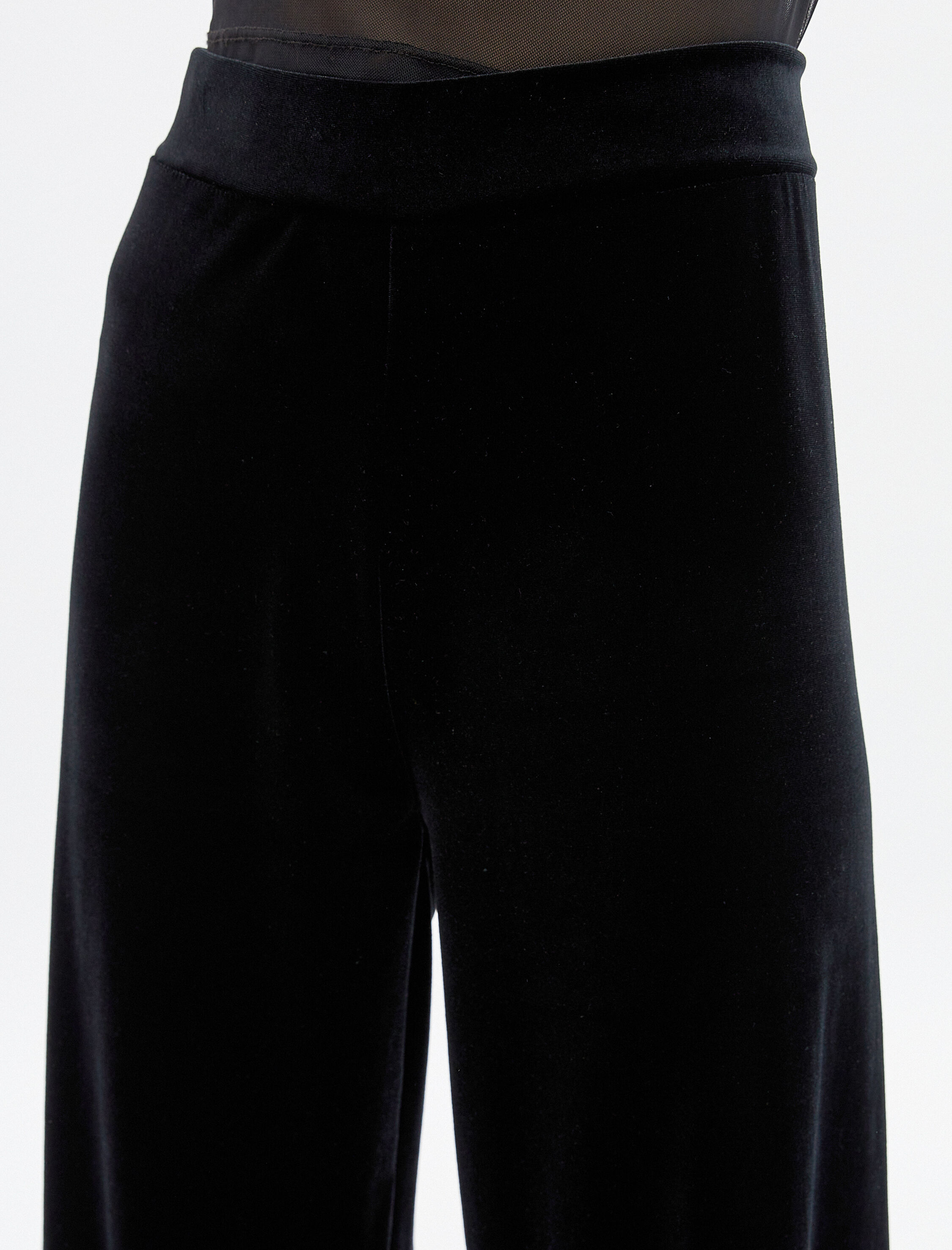   Kadife Pantolon Bol Paça Yüksek Bel