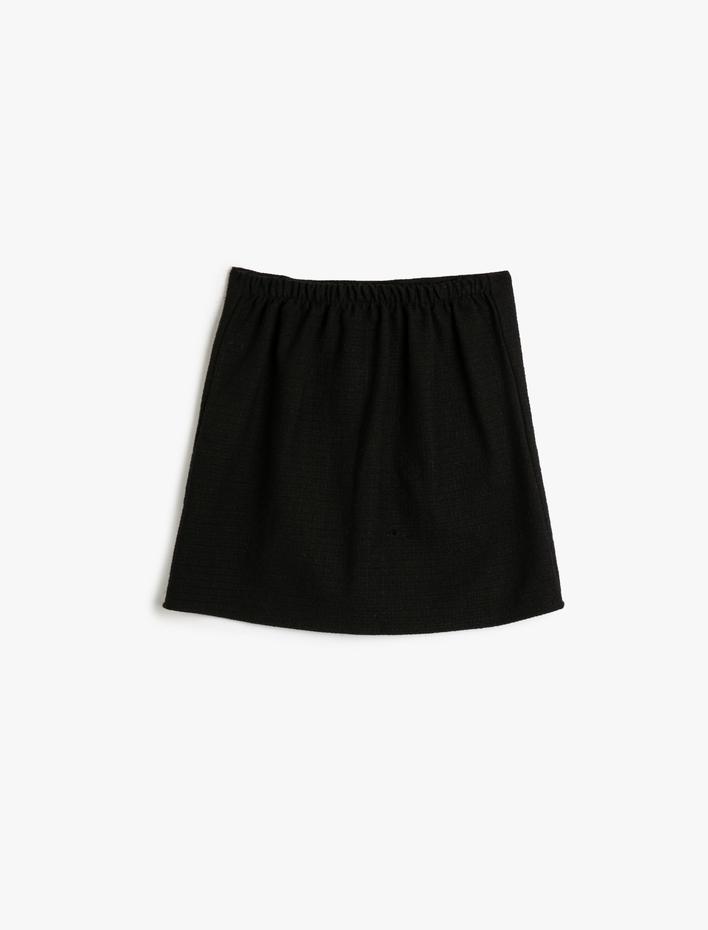 Kız Çocuk Basic Etek Düğme Detaylı Beli Lastikli