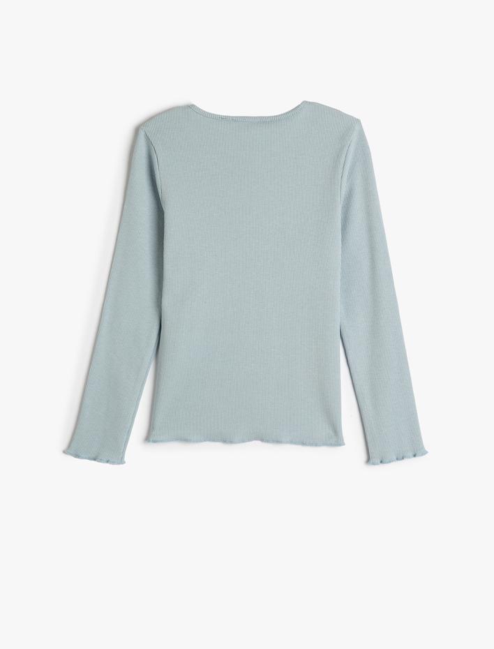 Kız Çocuk Tişört Uzun Kollu Bisiklet Yaka Yazı Baskılı Kaşkorse