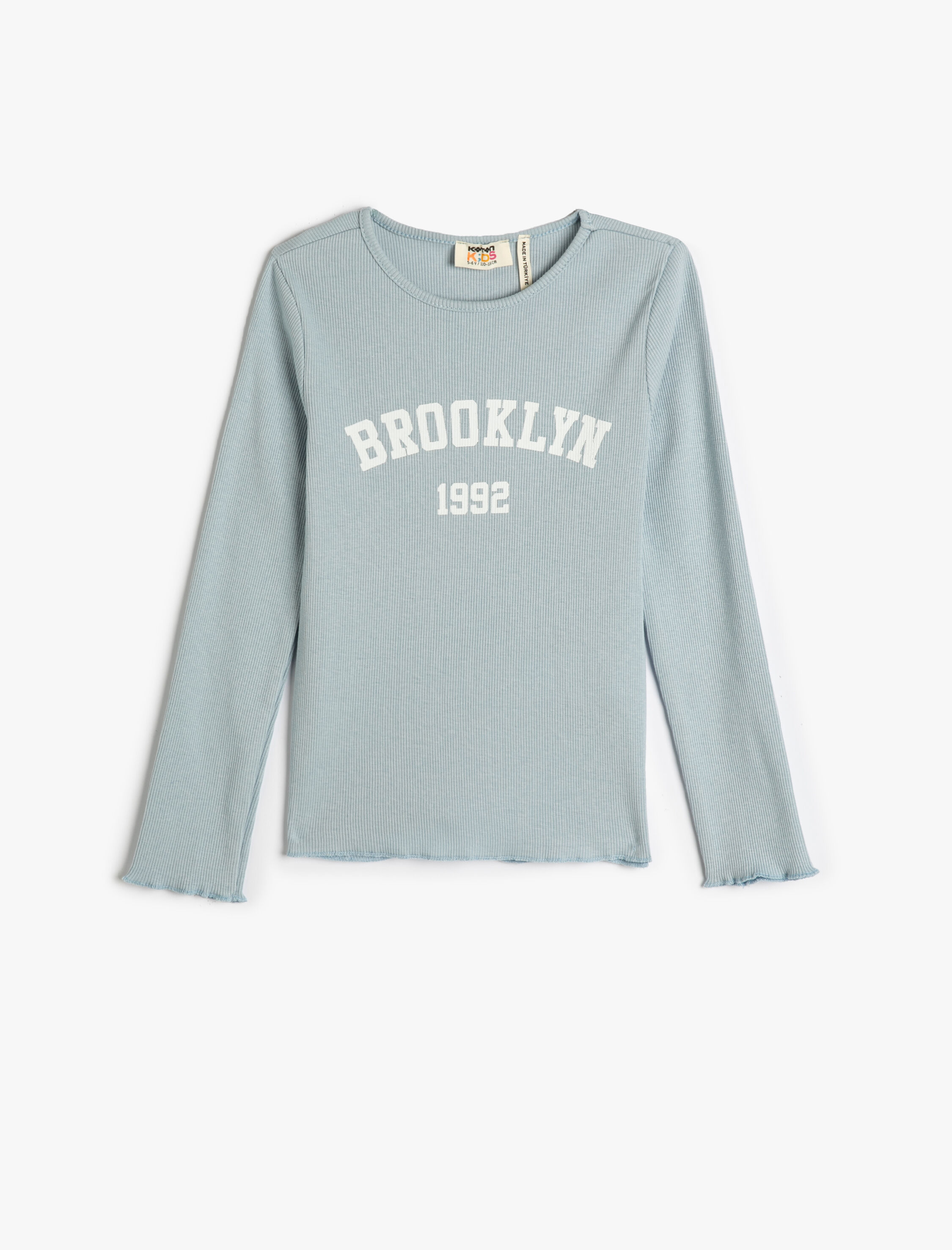  Kız Çocuk Tişört Uzun Kollu Bisiklet Yaka Yazı Baskılı Kaşkorse