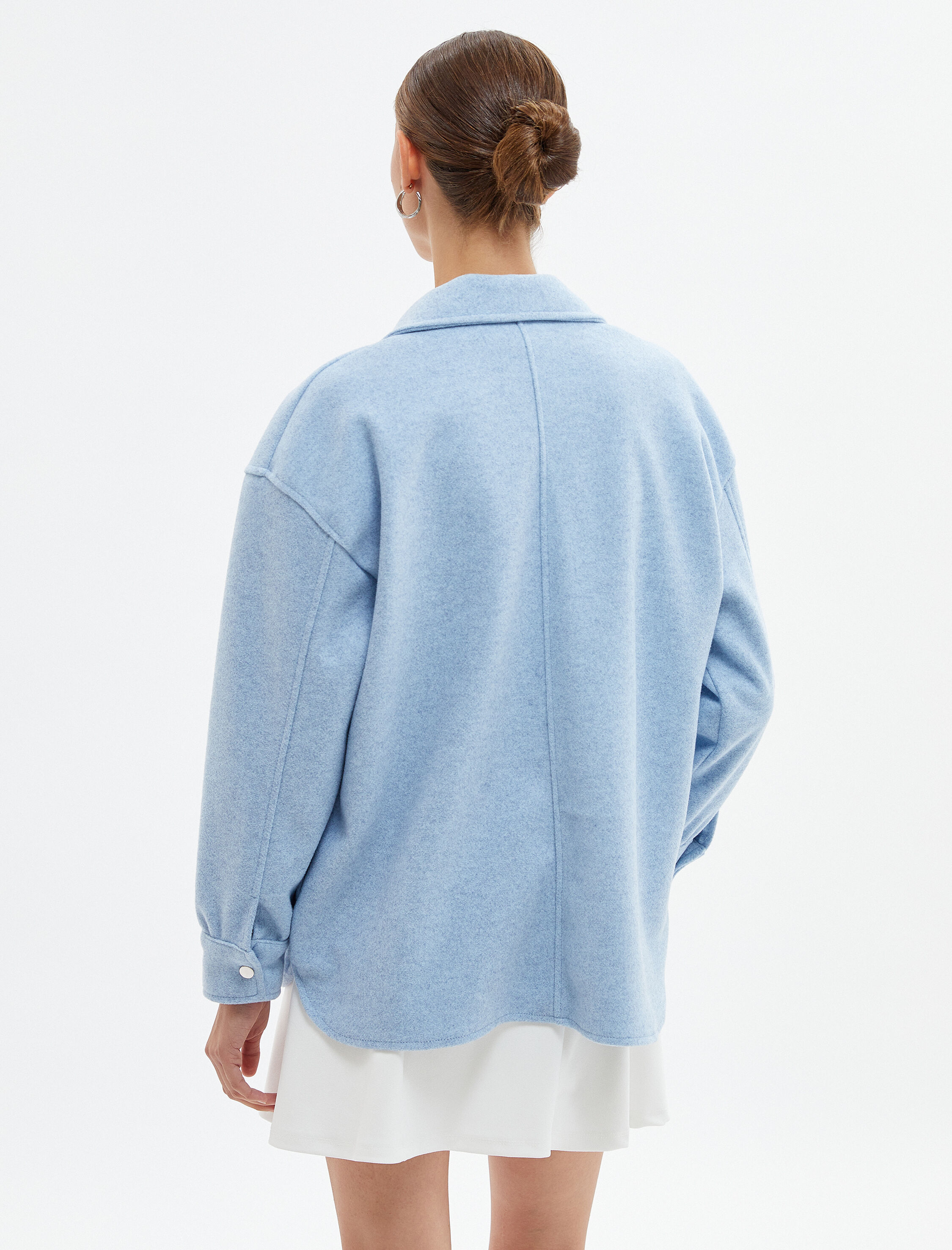   Oversize Gömlek Ceket Çıtçıt Düğmeli Kapaklı Cepli