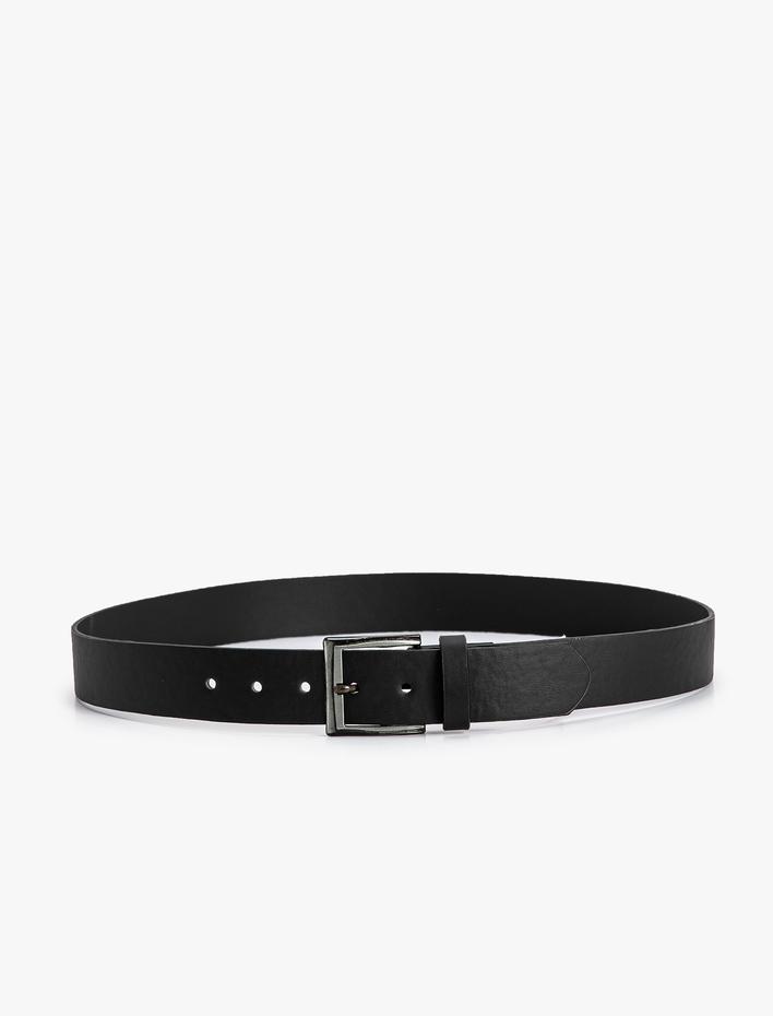 Erkek Kemer Deri Görünümlü Metal Toka Detaylı