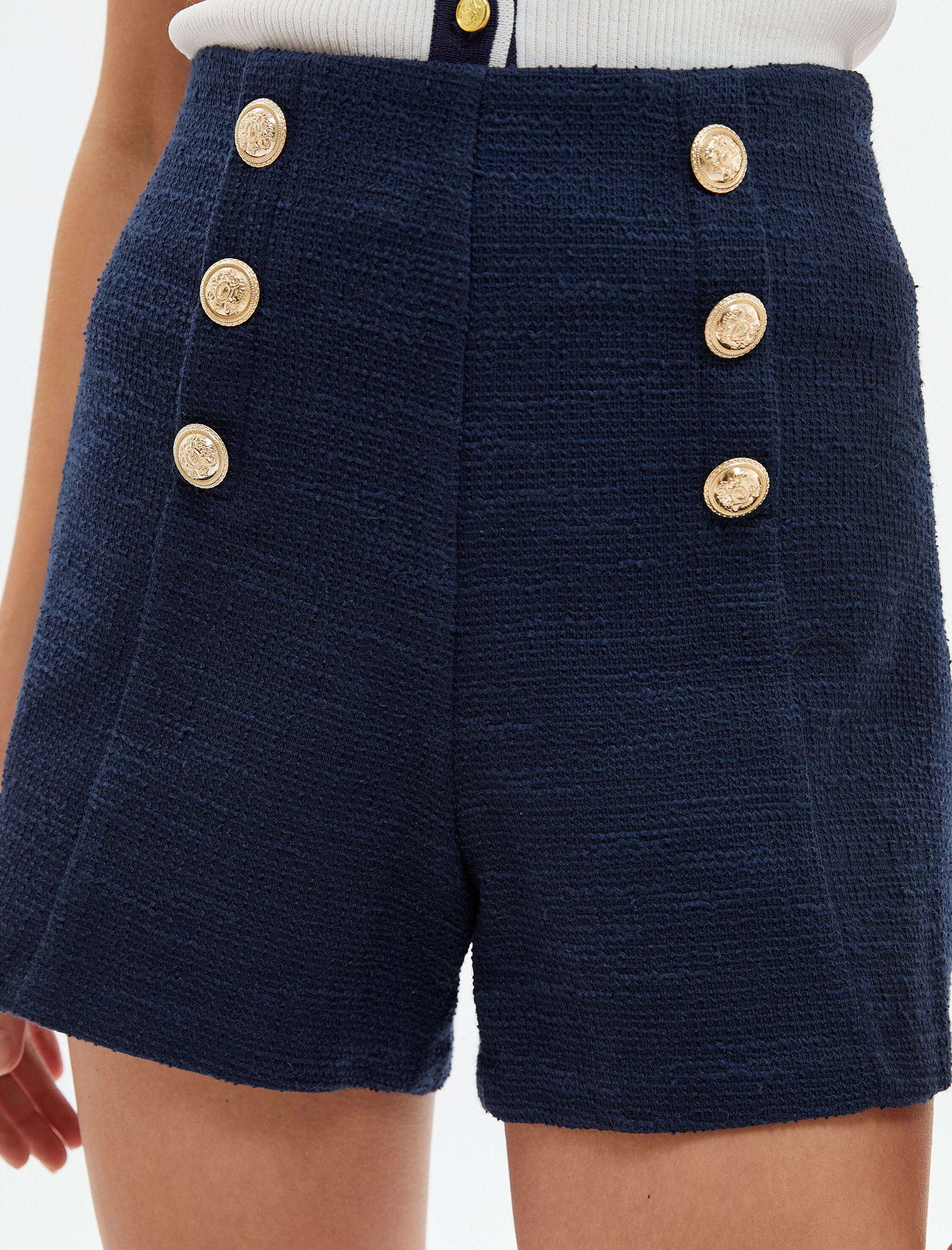 Tüvit Şort Etek Gold Düğmeli Normal Bel