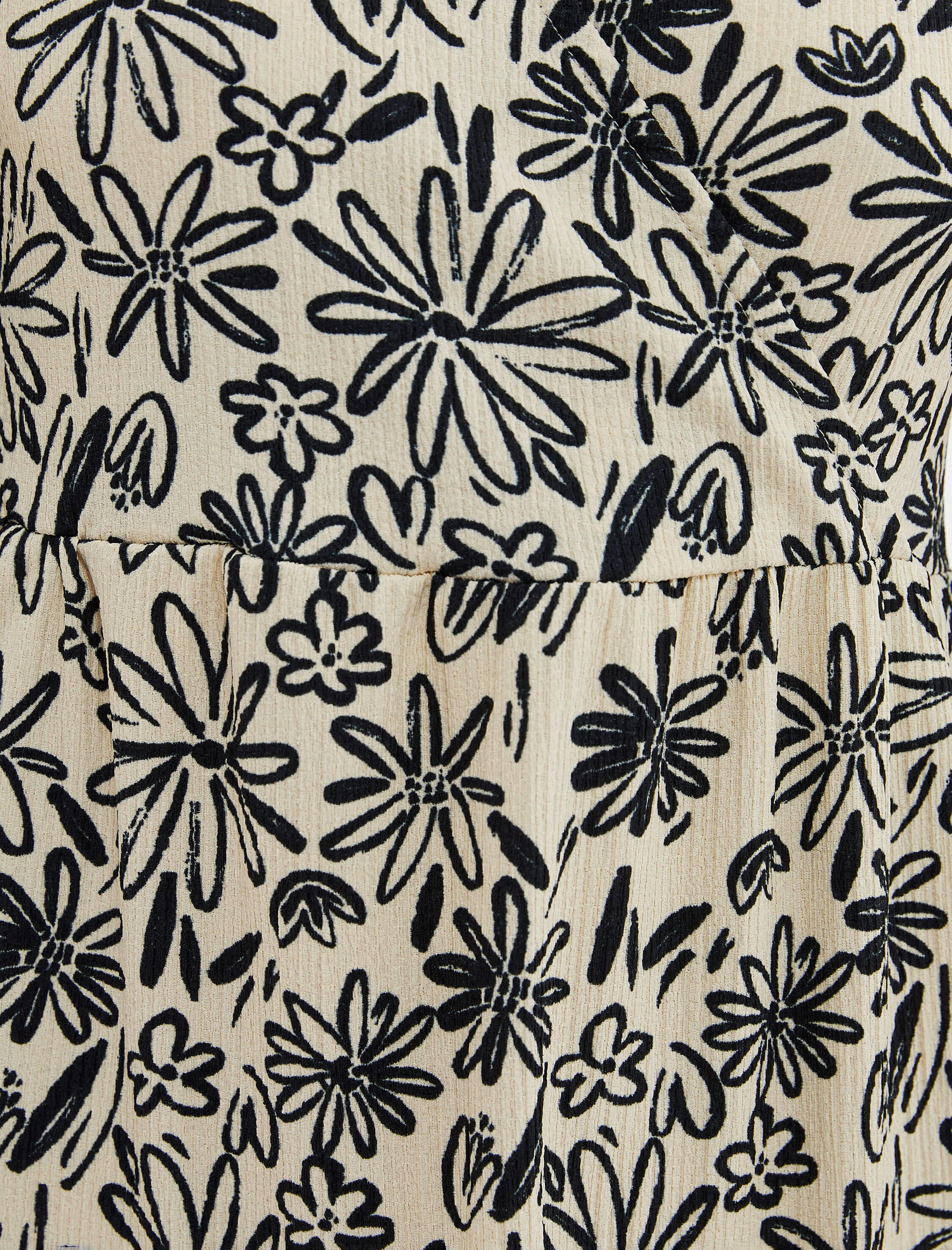   Çiçekli Midi Elbise Uzun Kollu Kruvaze V Yaka Manşetleri Lastikli Bürümcük