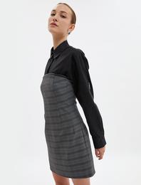 Mini Straplez Elbise Yakası Deri Görünüm Detaylı