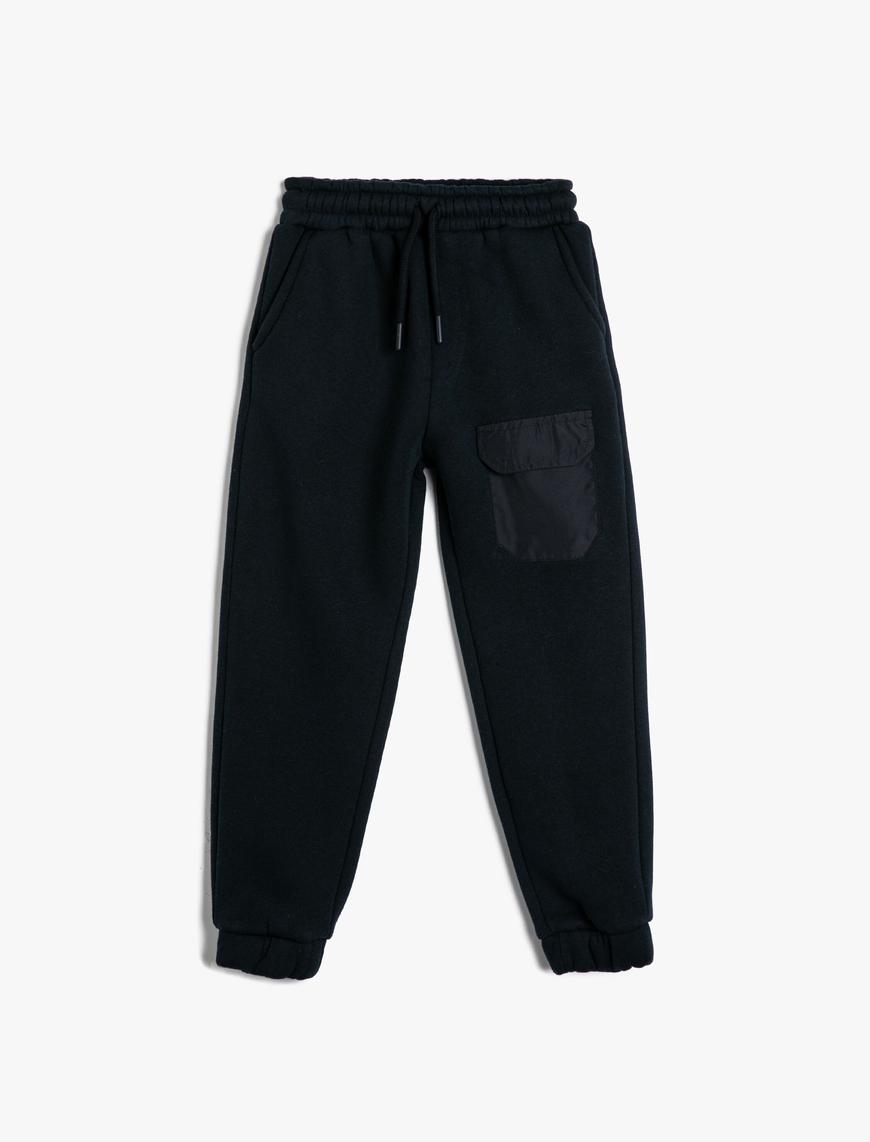  Erkek Çocuk Basic Jogger Eşofman Altı Beli Bağlamalı Cep Detaylı Şardonlu