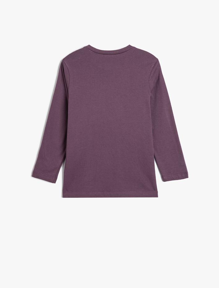 Erkek Çocuk Tişört Uzun Kollu Slogan Baskılı Bisiklet Yaka Pamuklu