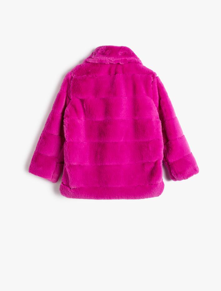 Kız Çocuk Peluş Mont Pamuk Astarlı Çıtçıt Kapamalı