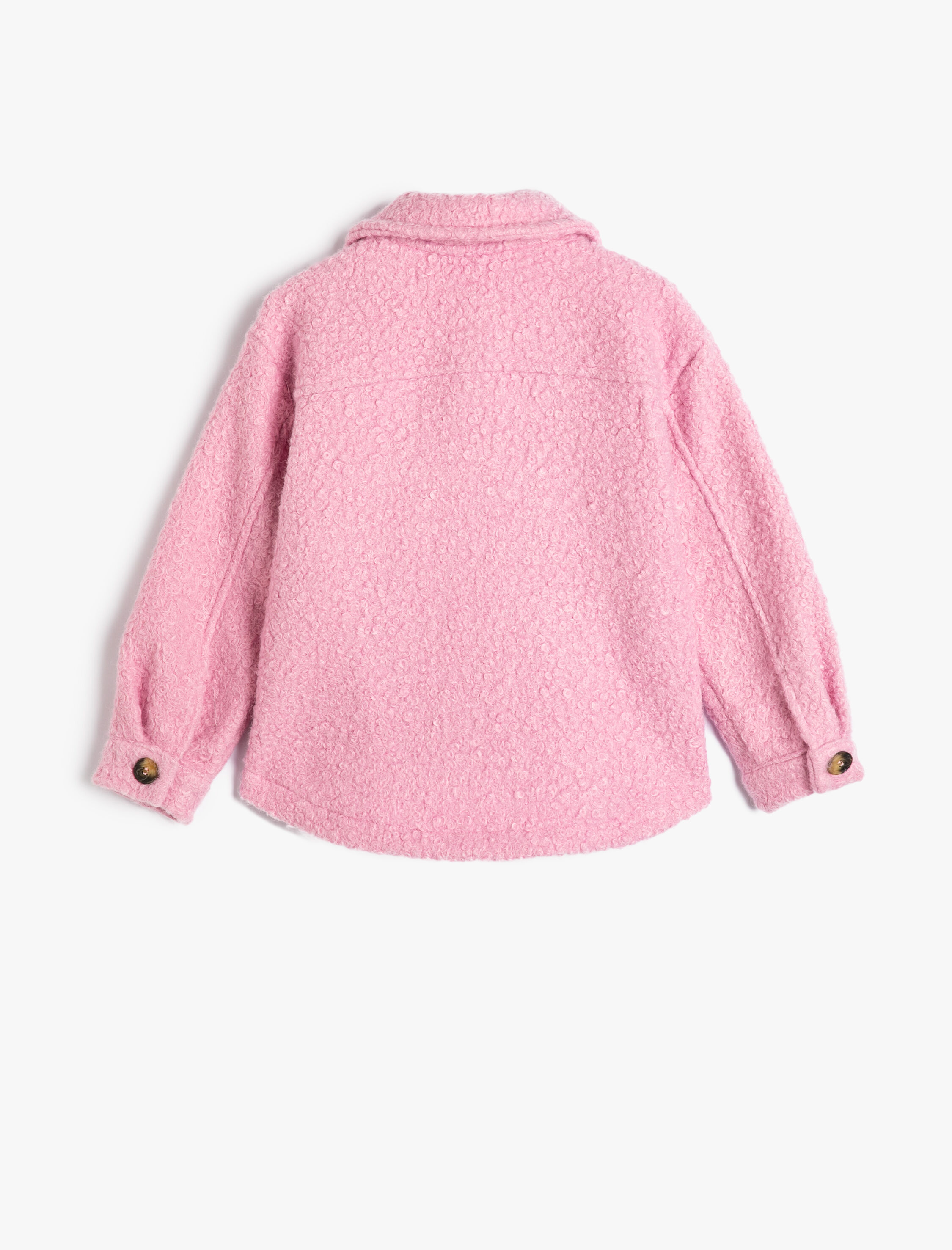  Kız Çocuk Peluş Gömlek Ceket Cep Detaylı Düğmeli