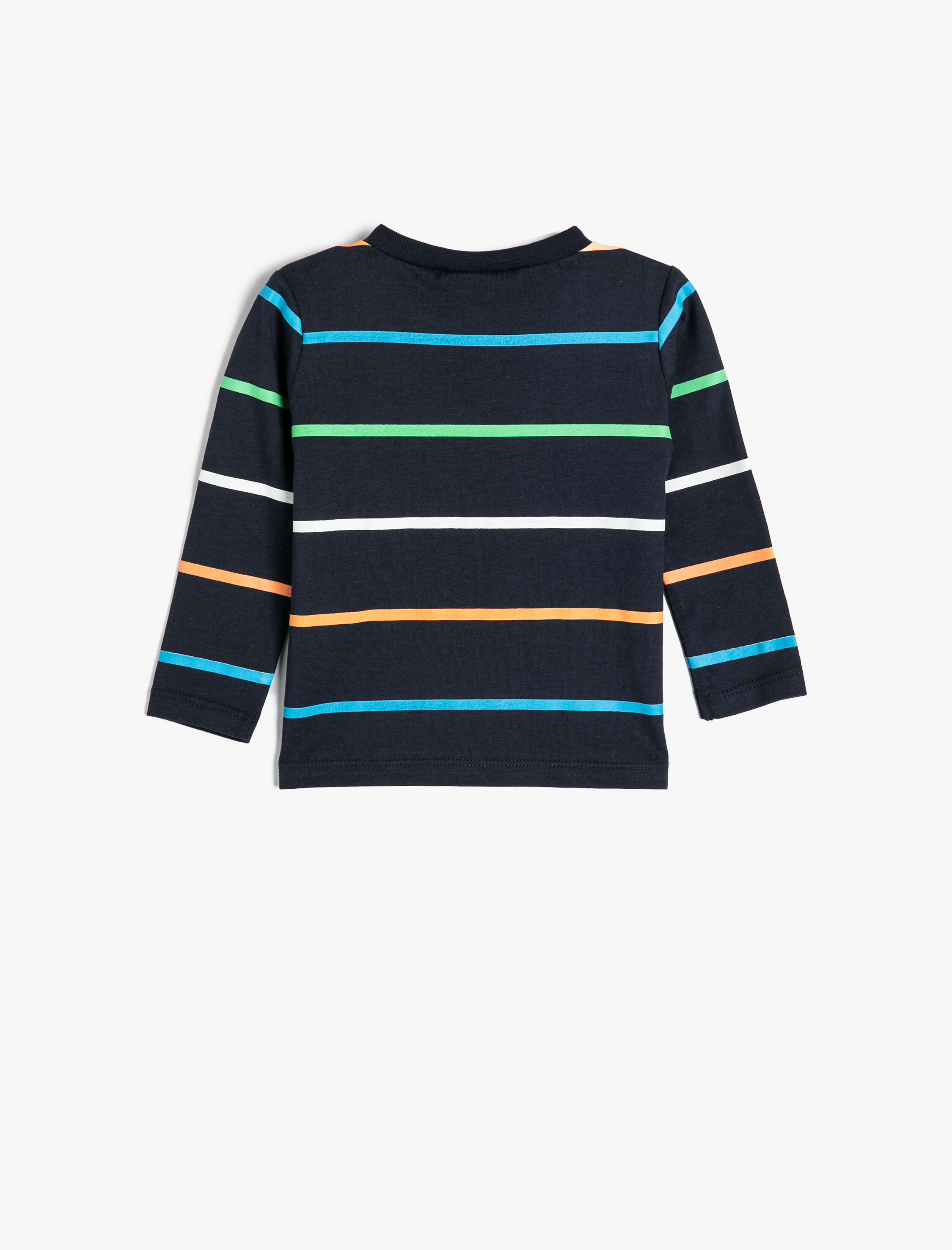  Erkek Bebek Çizgili Tişört Uzun Kollu Bisiklet Yaka Pamuklu