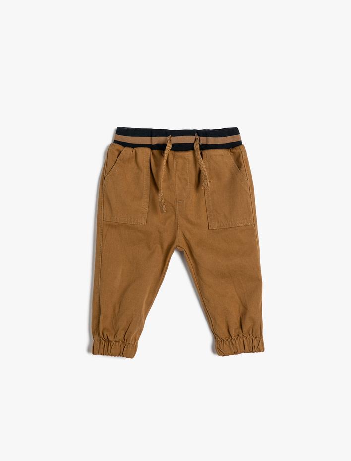 Erkek Bebek Jogger Pantolon Cep Detaylı Beli Lastikli Pamuklu