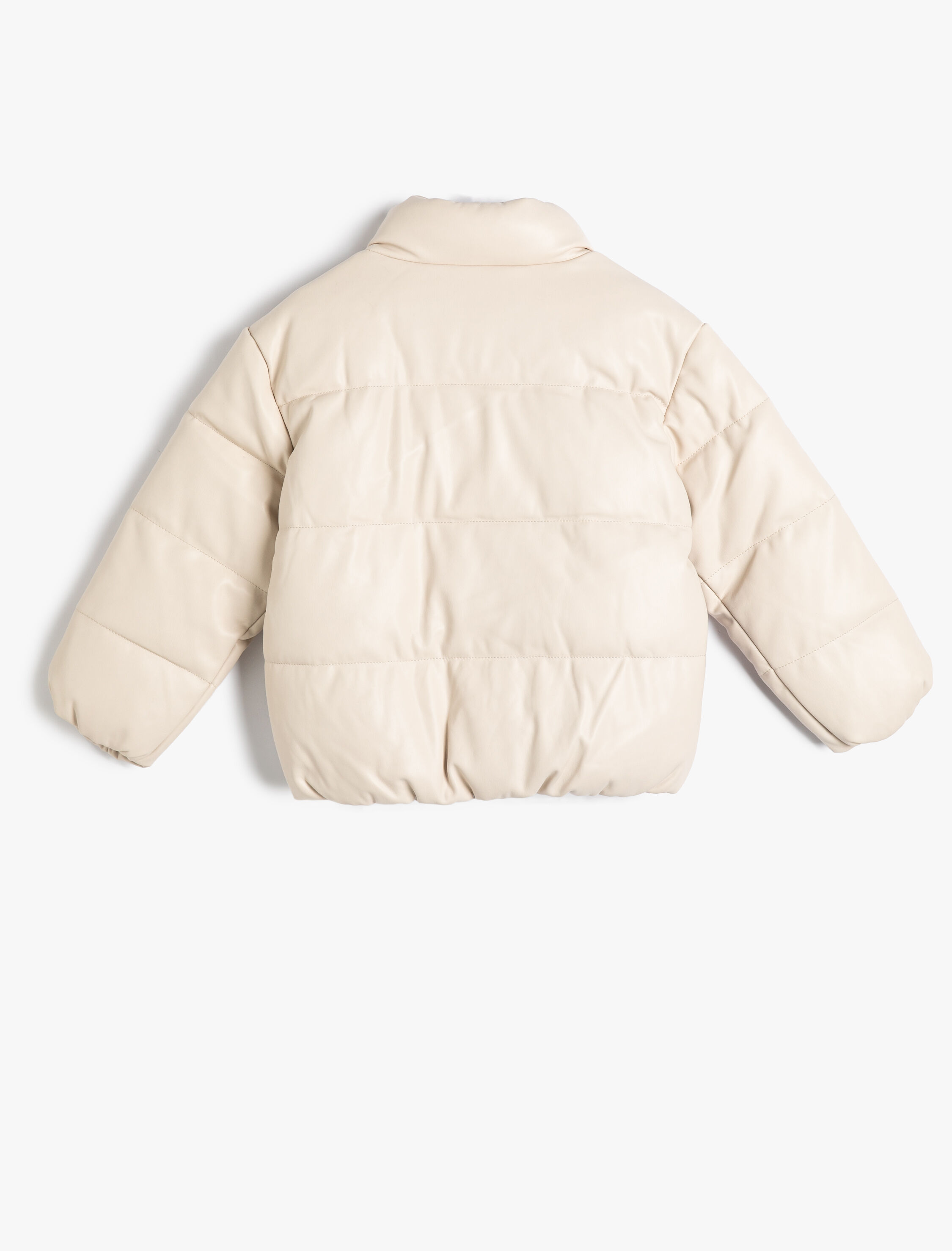  Kız Çocuk Şişme Mont Dik Yaka Fermuarlı Cep Detaylı Düğmeli