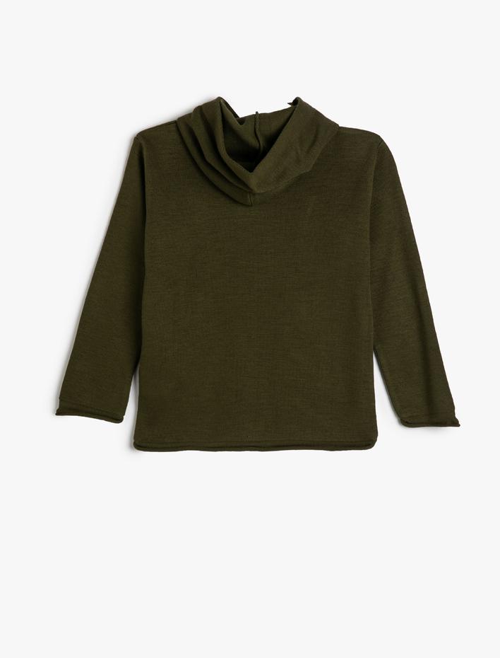 Erkek Çocuk Kapşonlu Kazak Uzun Kollu Kanguru Cepli