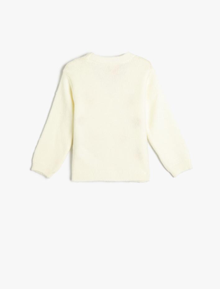 Kız Bebek Hırka V Yaka Çiçek Desenli Uzun Kollu