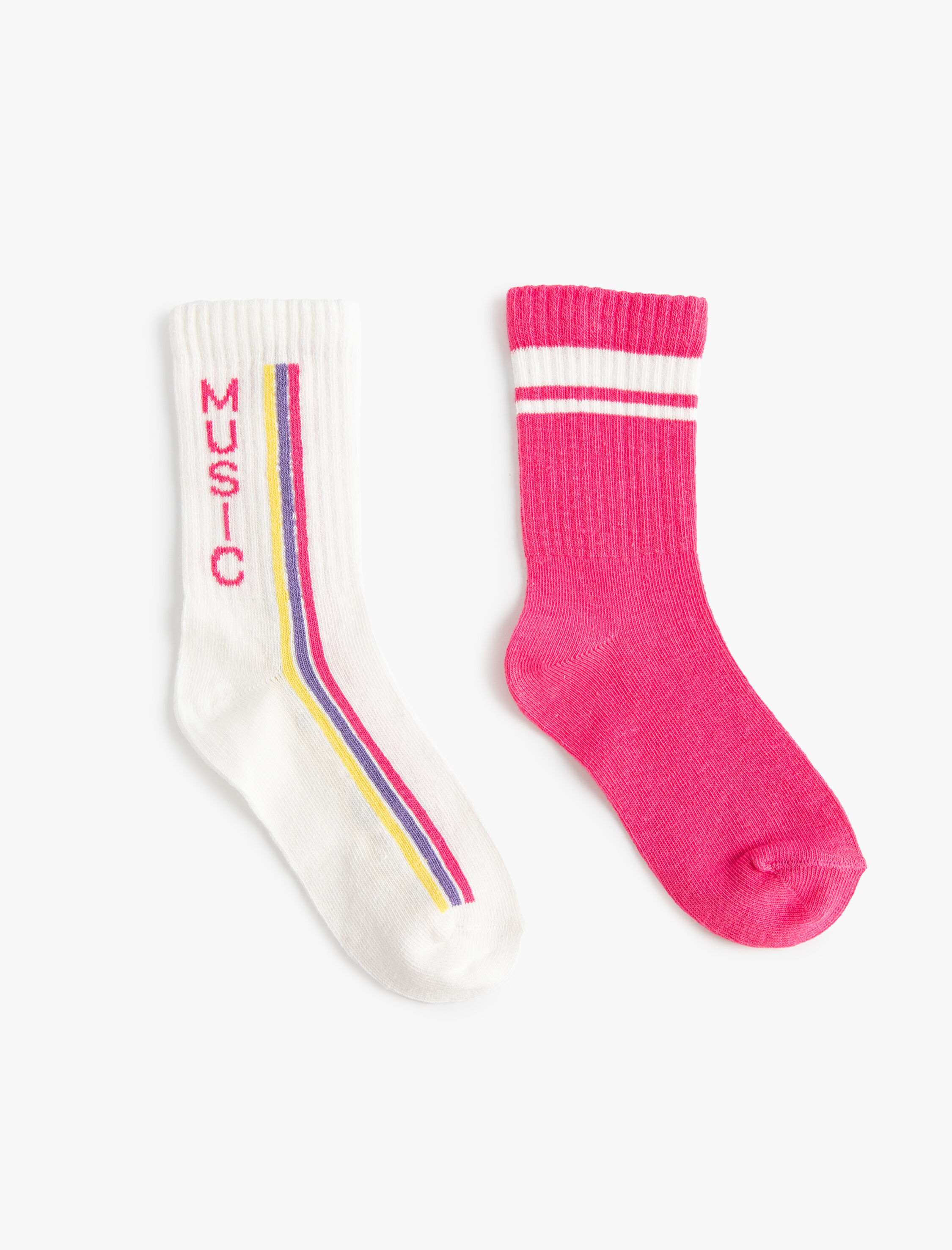  Kız Çocuk 2'li Tenis Çorabı Pamuk Karışımlı Baskılı