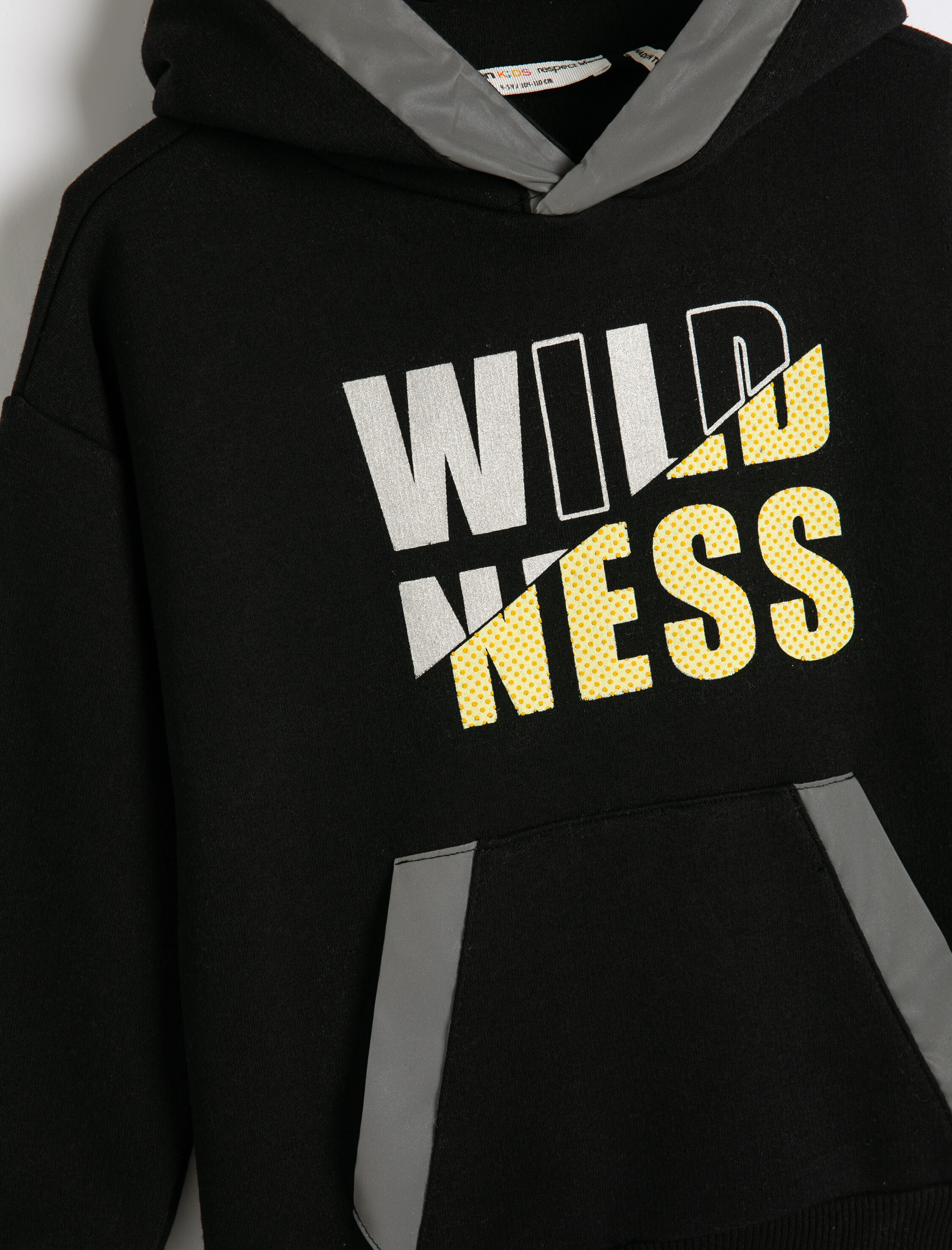  Erkek Çocuk Kapşonlu Sweatshirt Kanguru Cepli Uzun Kollu Renk Bloklu Şardonlu