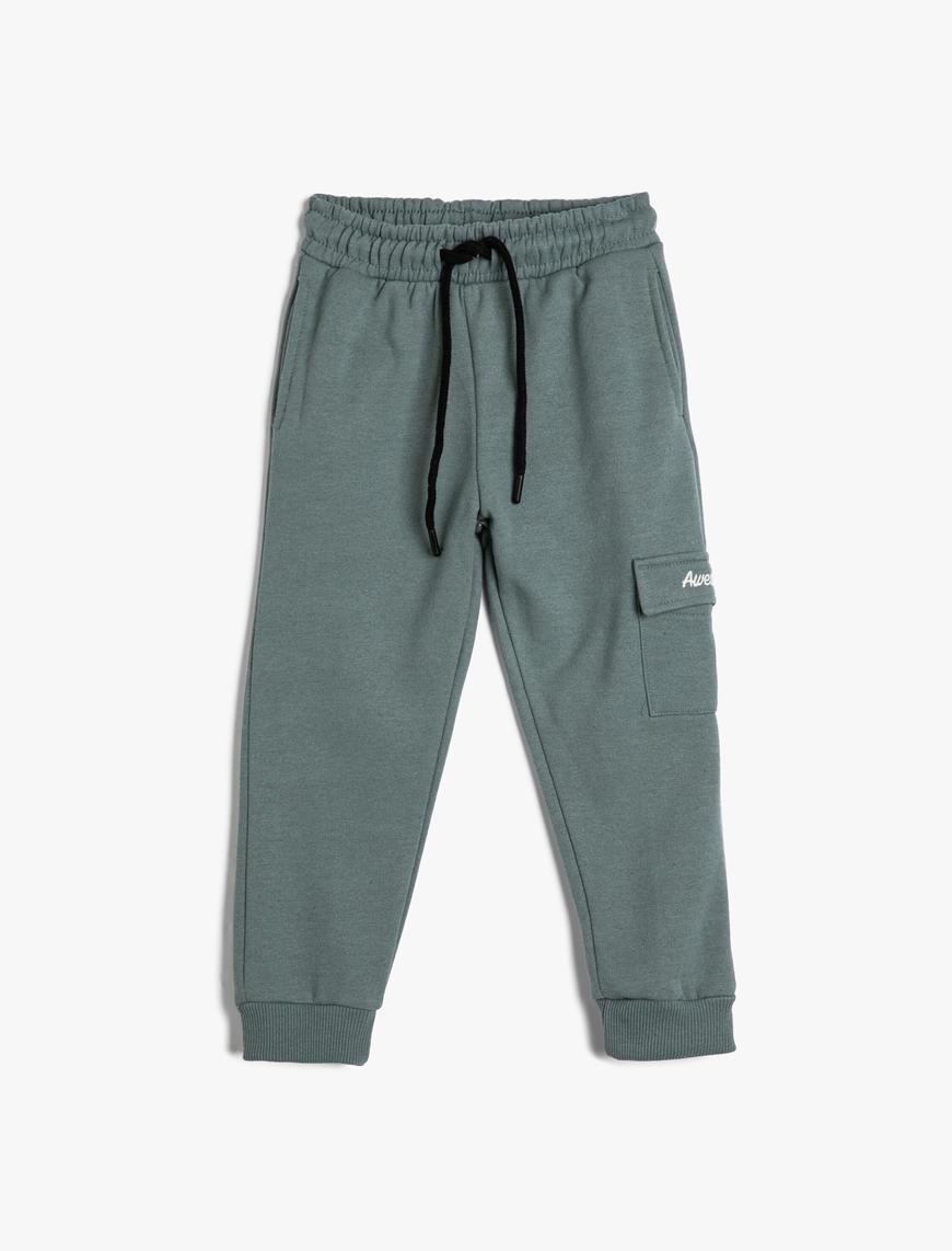  Erkek Çocuk Basic Jogger Eşofman Altı Şardonlu Cep Detaylı Beli Bağlamalı