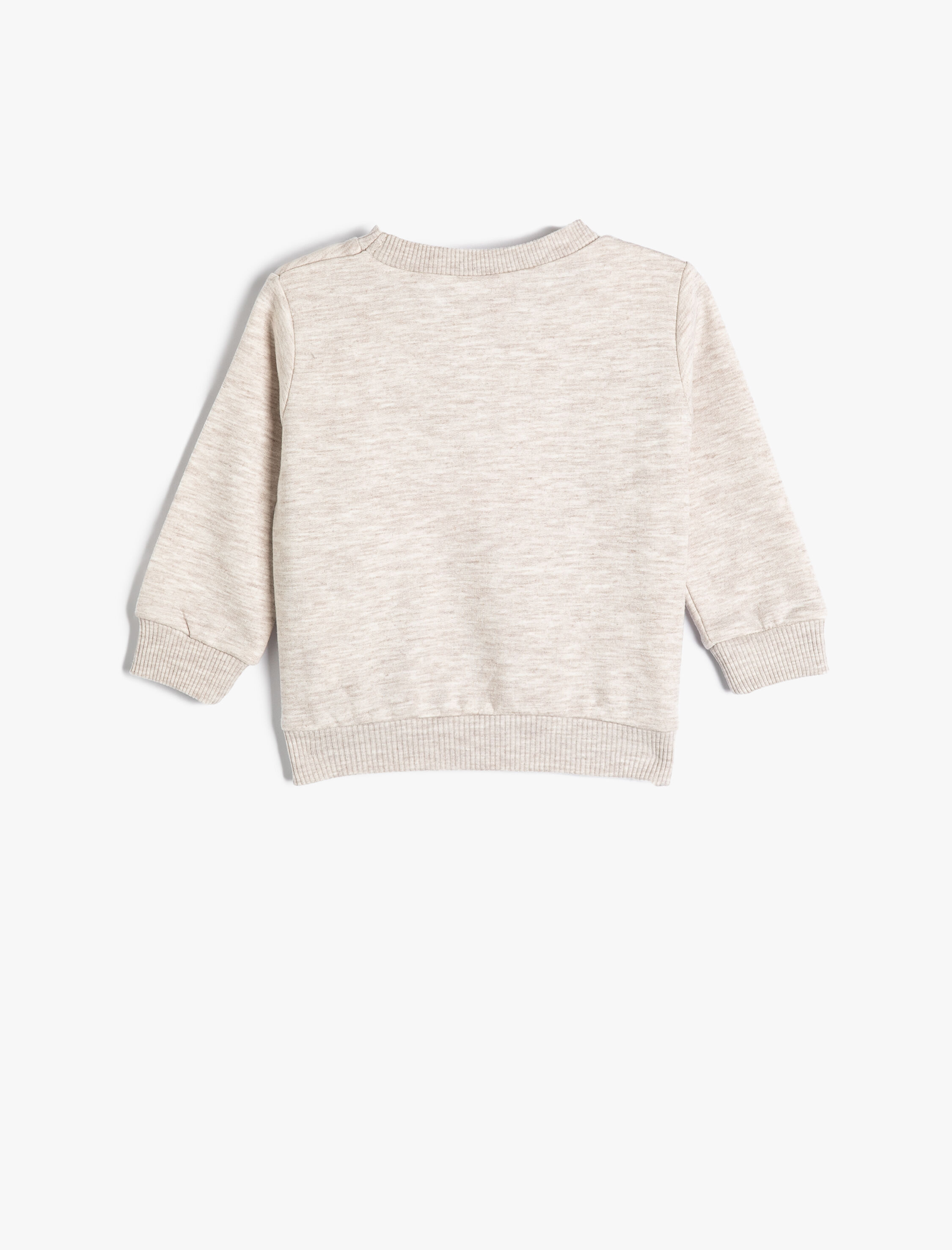  Erkek Bebek Sweatshirt Uzun Kollu Bisiklet Yaka Ayıcık Baskılı Şardonlu