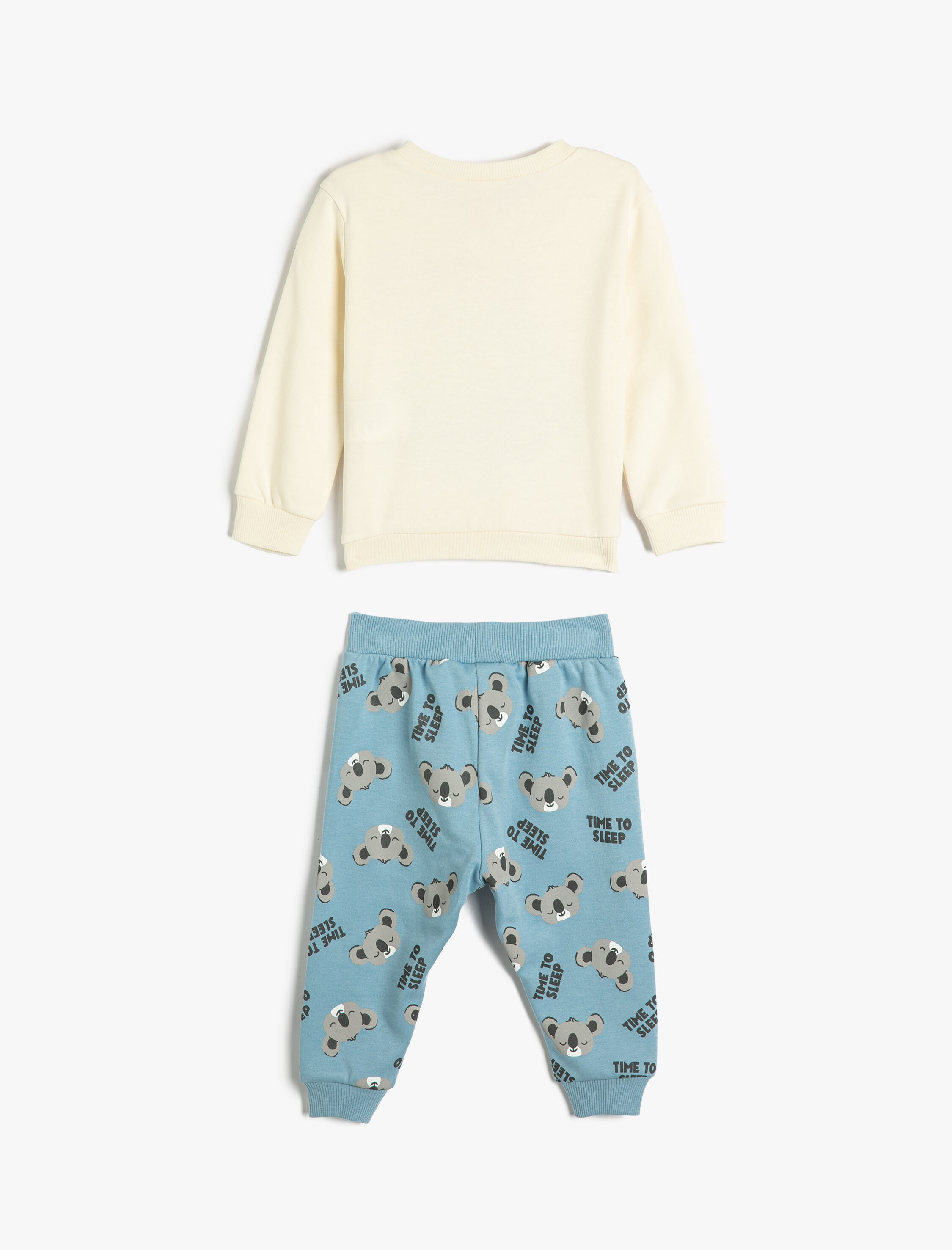  Erkek Bebek Pamuklu Pijama Takımı Koalalı Uzun Kollu Tişört ve Beli Lastikli Pijama Altı 2 Parça