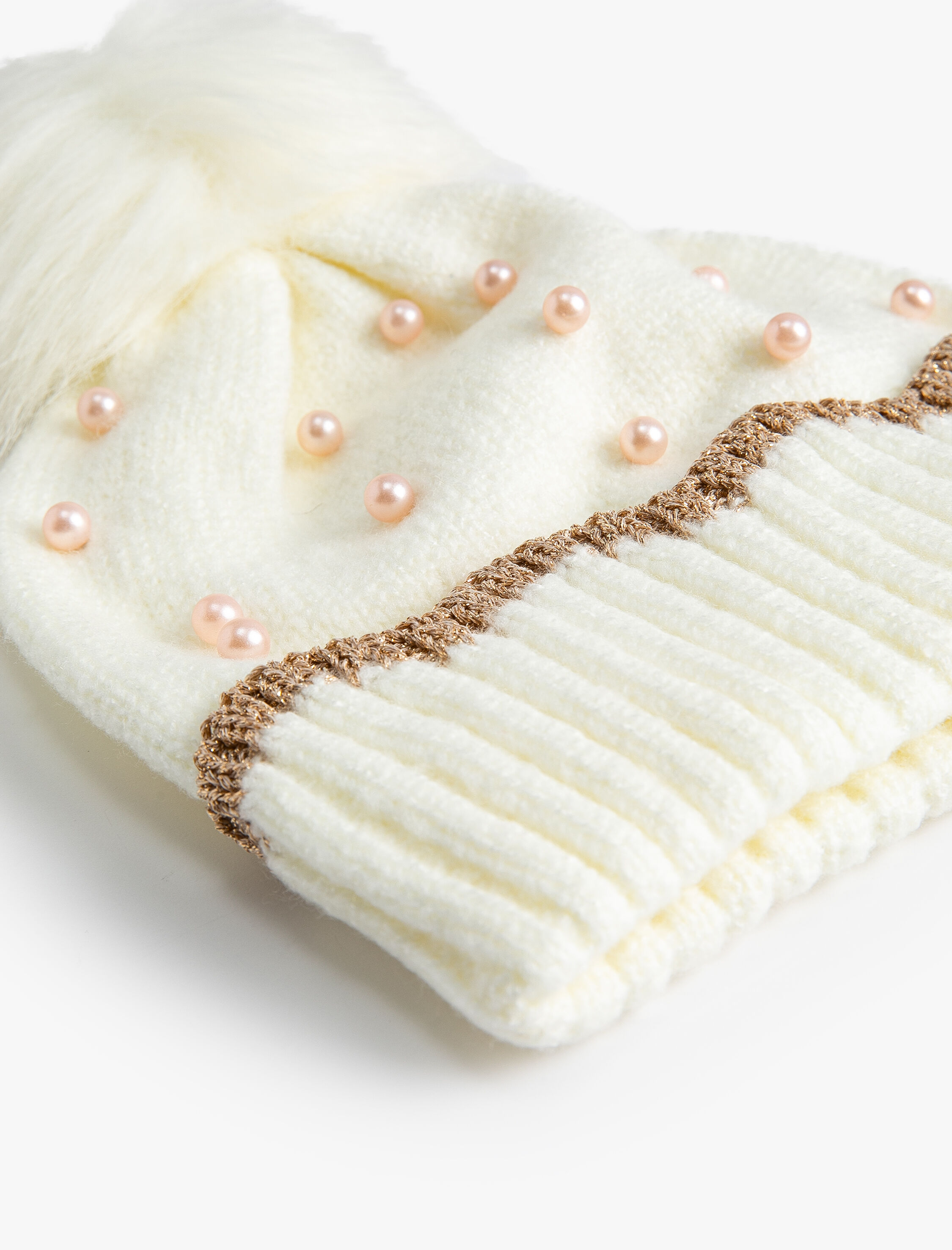  Kız Çocuk Ponponlu Örgü Bere Boncuk Detaylı