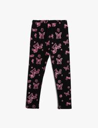 Kelebekli Tayt Parlak Baskılı Pamuklu Şardonlu