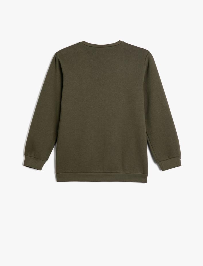 Erkek Çocuk Sweatshirt Uzun Kollu Bisiklet Yaka Unicorn Baskı Detaylı Şardonlu