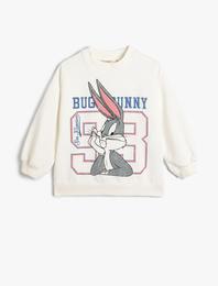 Bugs Bunny Sweatshirt Lisanslı Uzun Kollu Bisiklet Yaka Şardonlu