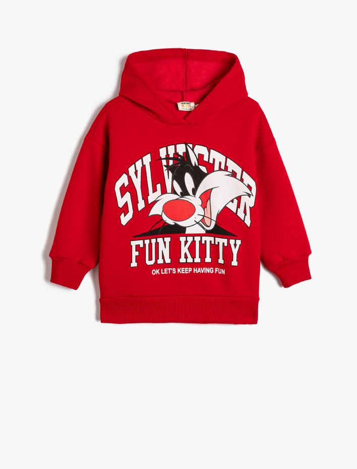 Kız Çocuk Sylvester Kapşonlu Sweatshirt Lisanslı Uzun Kollu Şardonlu