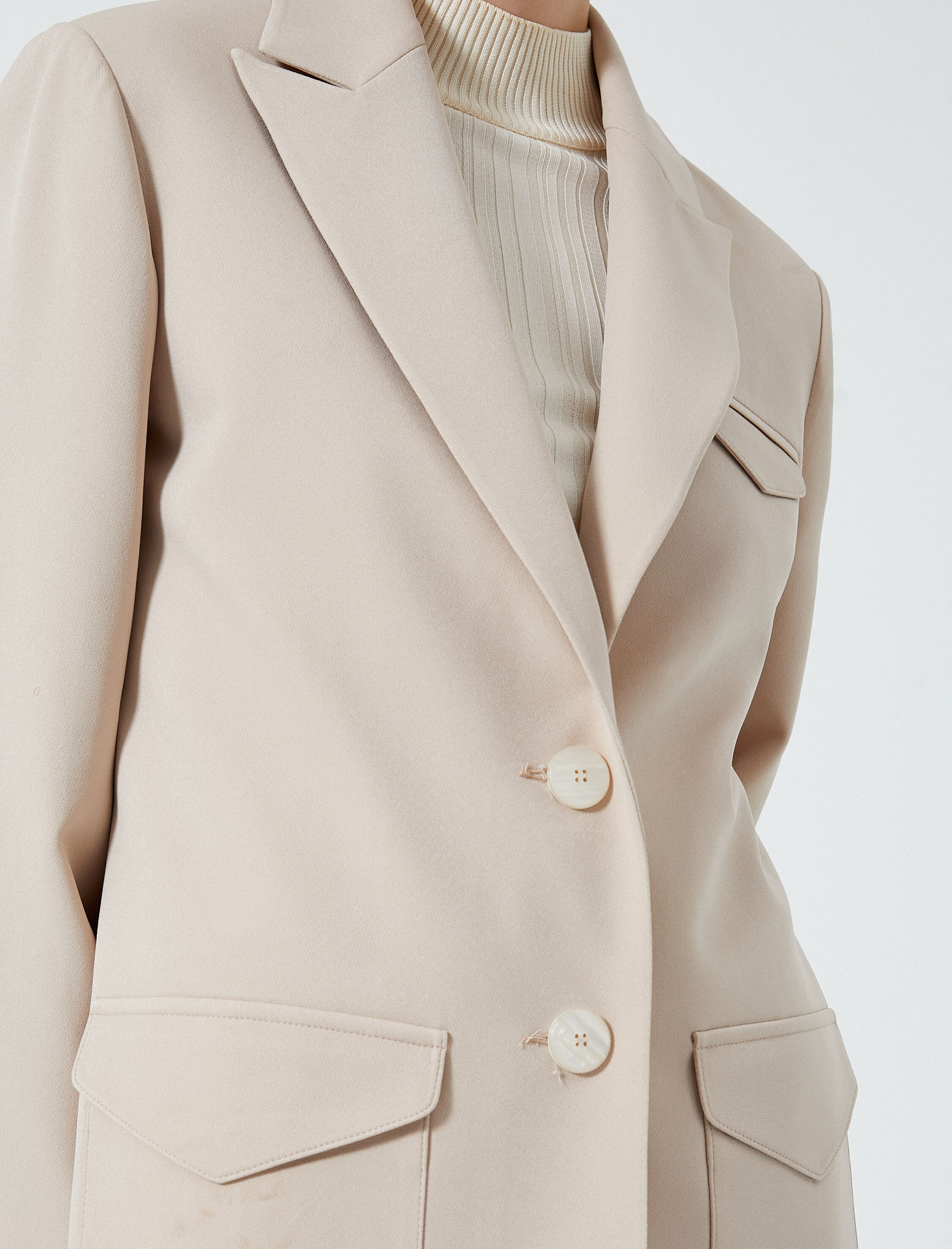   Blazer Ceket Düğmeli Kapaklı Cep Detaylı